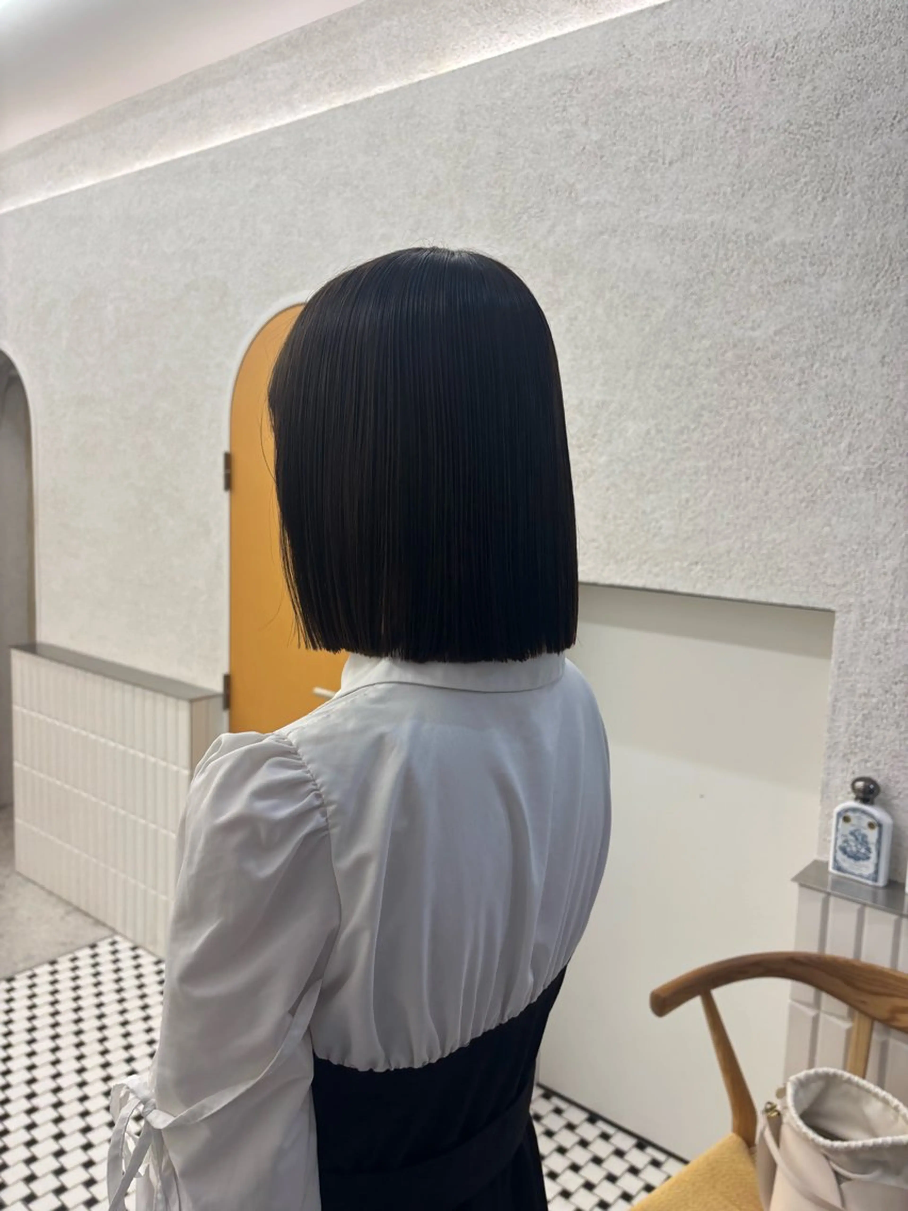 ミディアム カット リン🔔ボブ cut ベージュカラー🤎のヘアスタイル