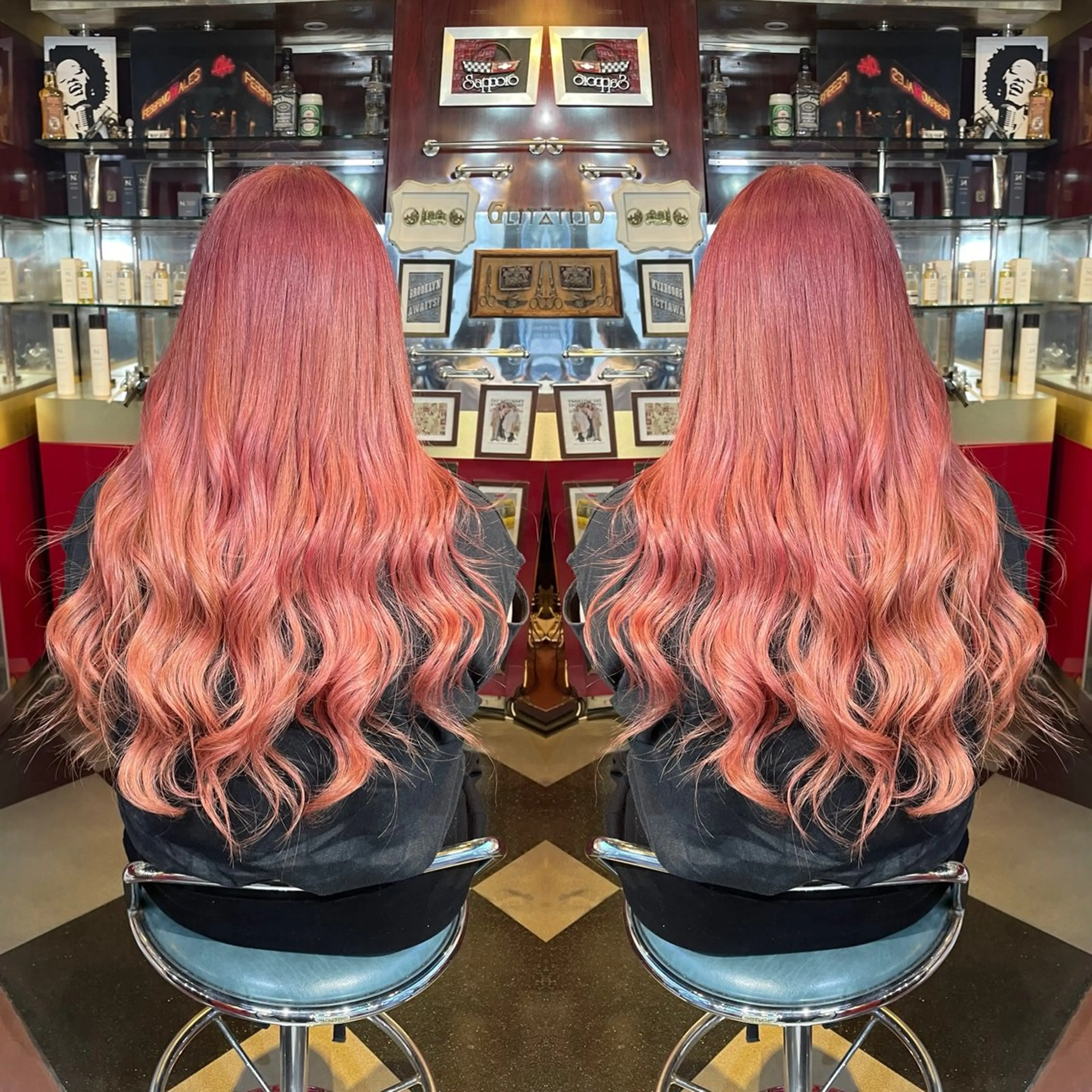 セミロング カラー ピンクカラー 👑派手髪/カット 👑ANRYのヘアスタイル