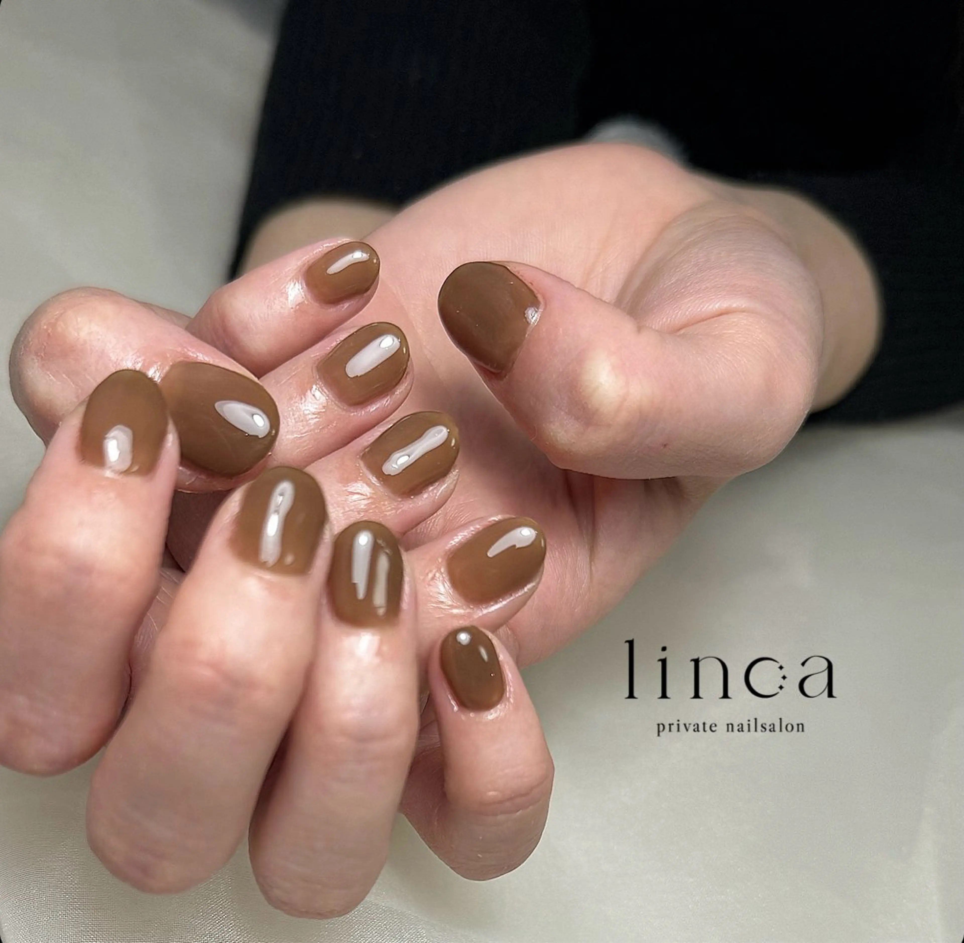 ネイル ブラウン ニュアンスネイル ハンドネイル ハンドケア linoa nailのネイルデザイン