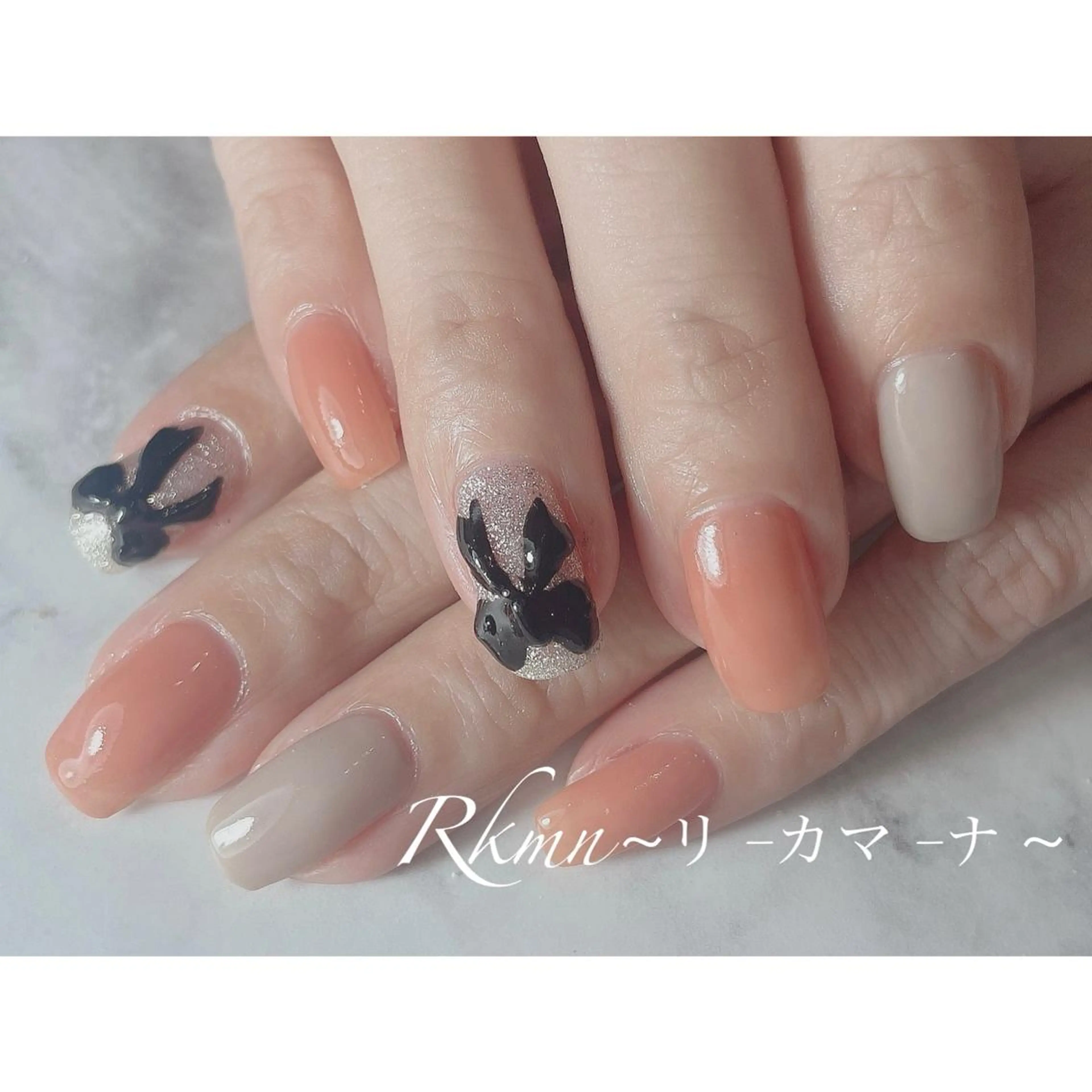 ネイル アートネイル ピンク リボン 春ネイル ハンドネイル フットネイル ハンドケア Rkmn ~リ-カマ-ナ~のネイルデザイン