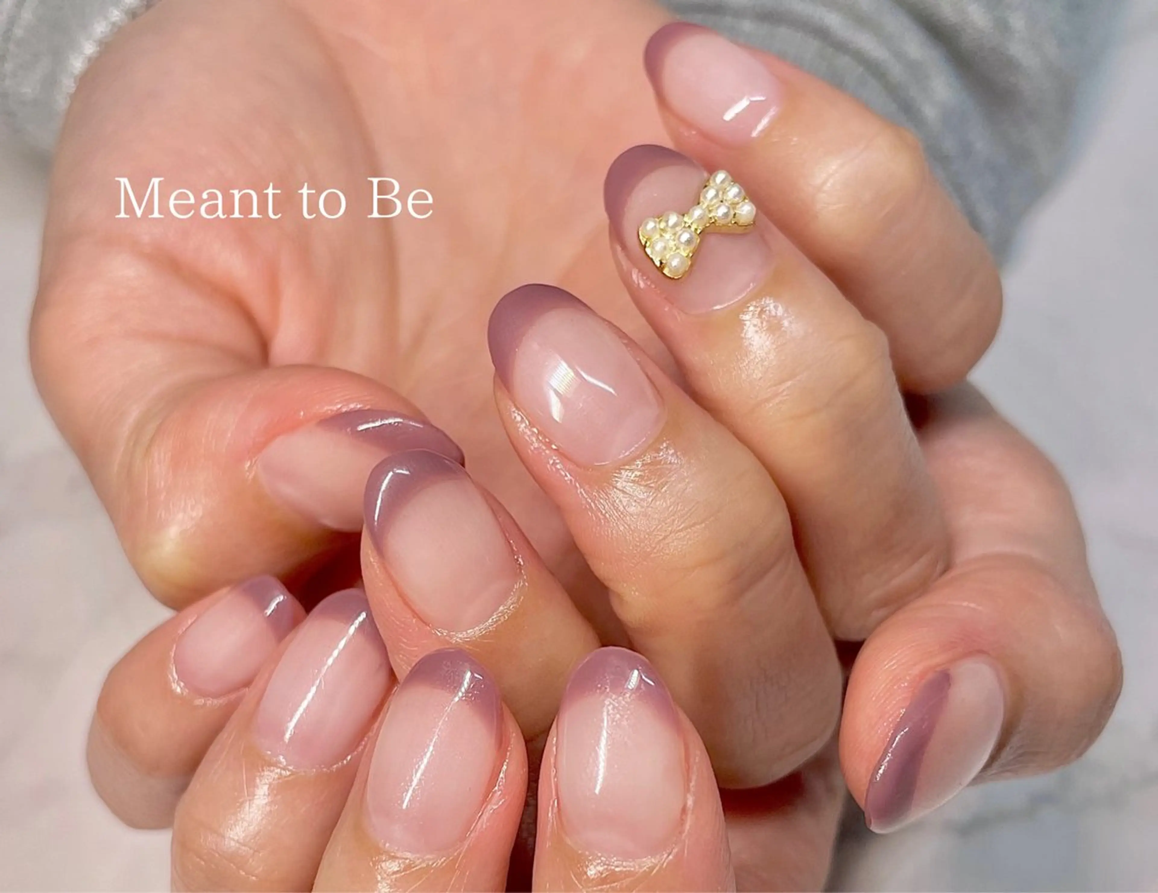 ネイル フレンチネイル ジェルネイル パラジェル ピンク リボン Meant to Be〜ご縁に感謝〜のネイルデザイン