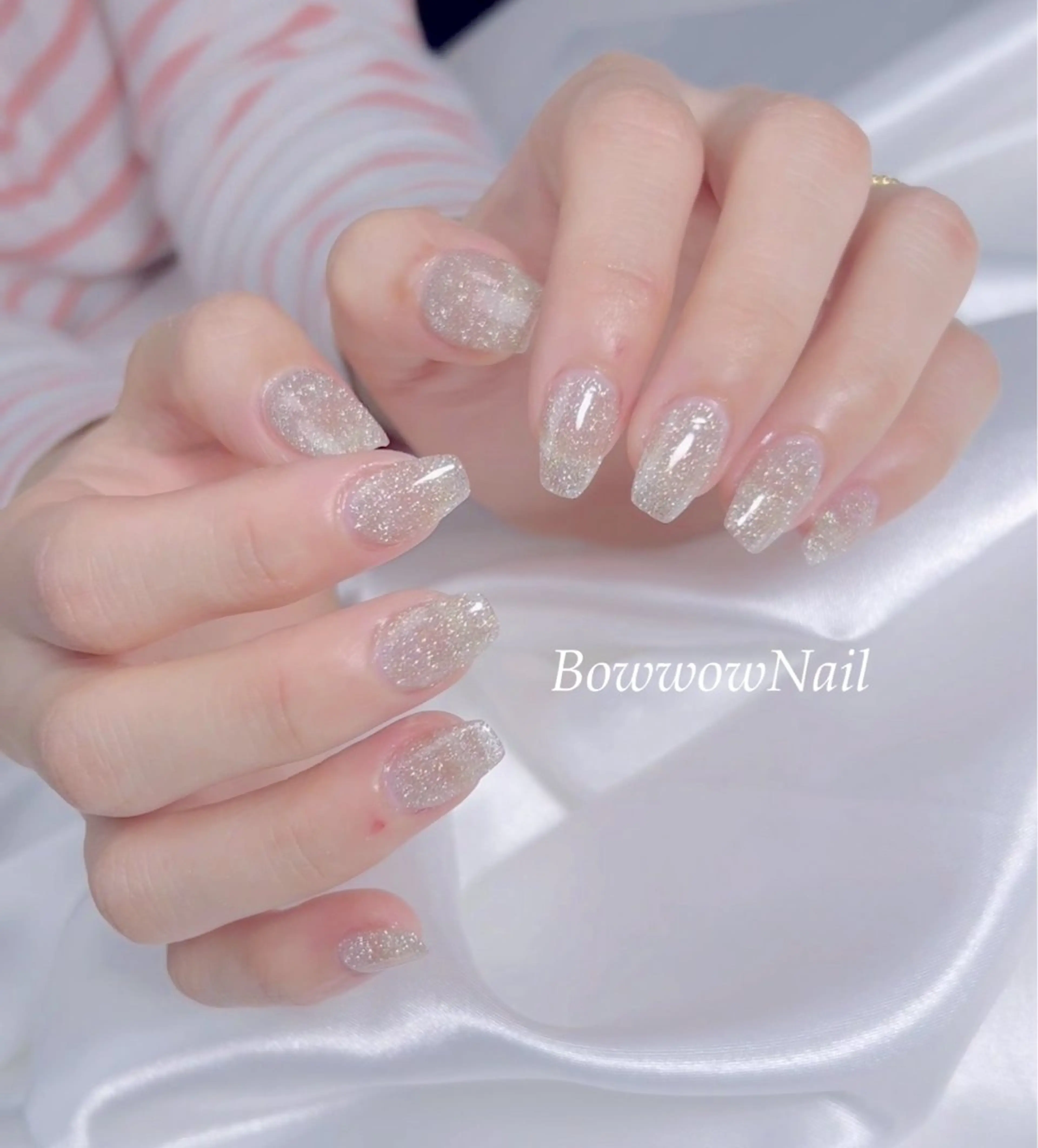 ネイル チークネイル 韓国ネイル ラメ(グリッター) ワンカラーネイル シンプルネイル Bow wow Nail さや🧸のネイルデザイン