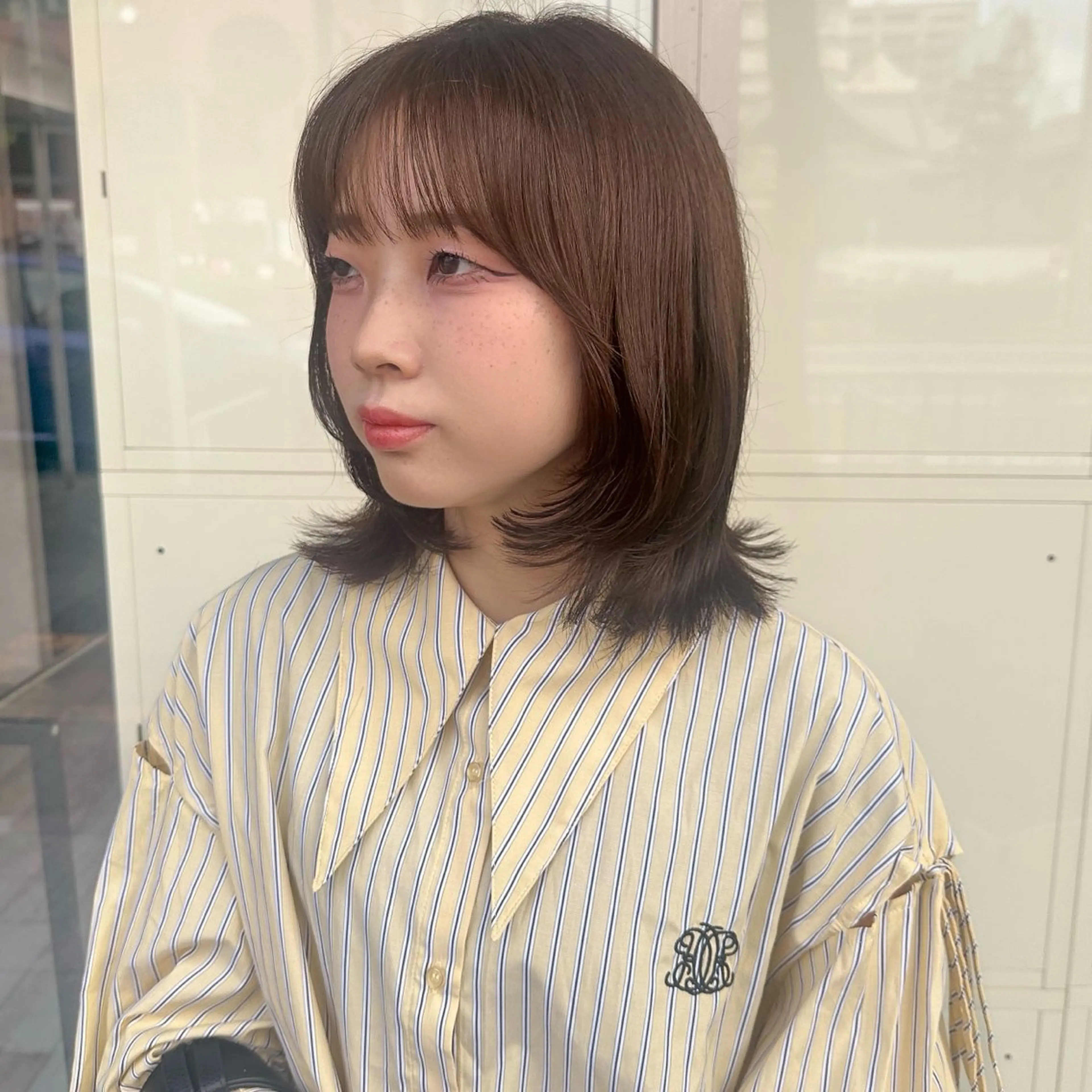 ミディアム カラー ボブ レイヤーカット カット ヘアカラー 高橋 みく/ minim 暖色のヘアスタイル