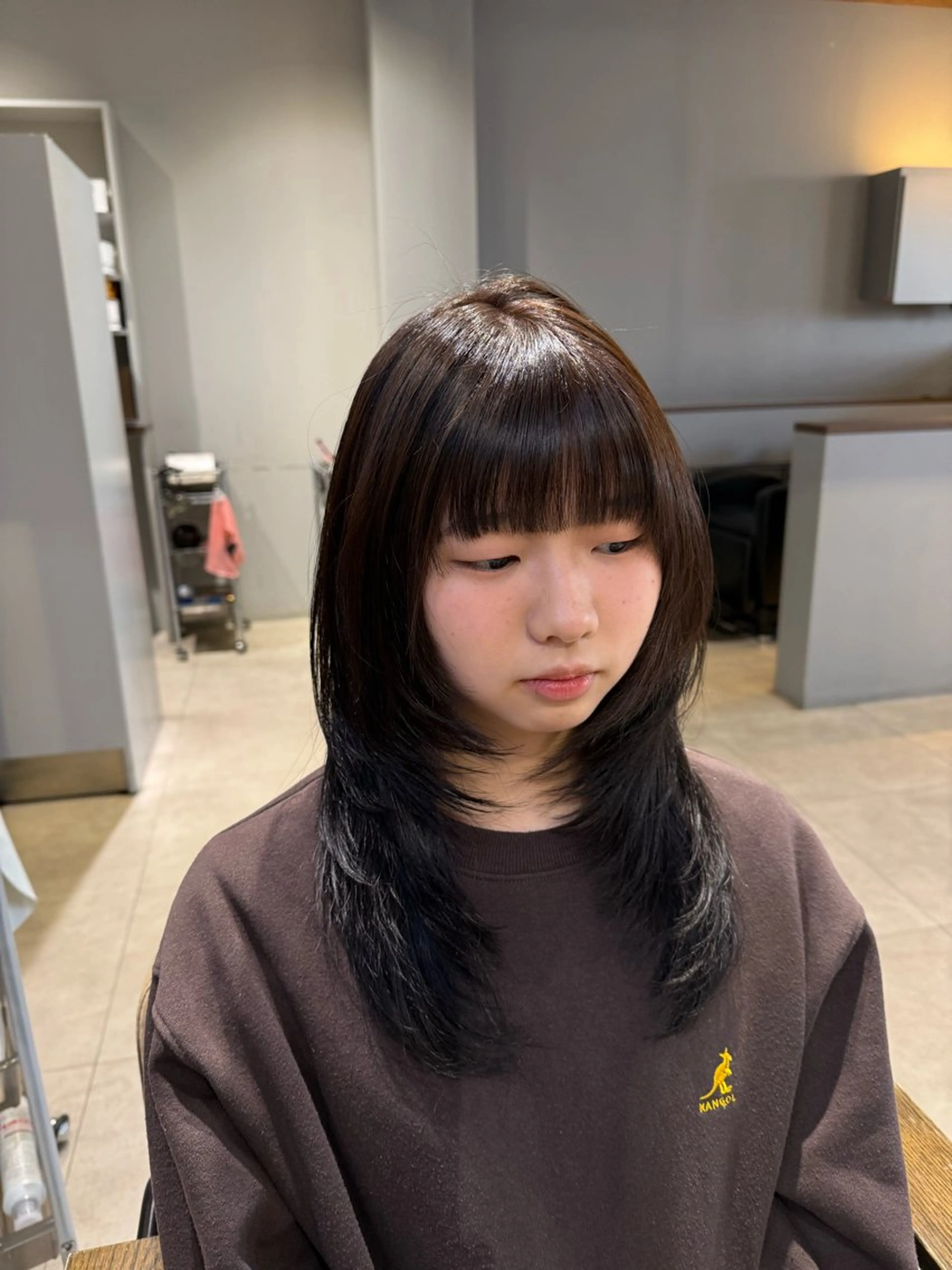 ロング カラー 顔まわりレイヤー 顔周りカット レイヤーカット カット ヘアカラー 富原崇太/高畑/中川 /透明感カラーのヘアスタイル