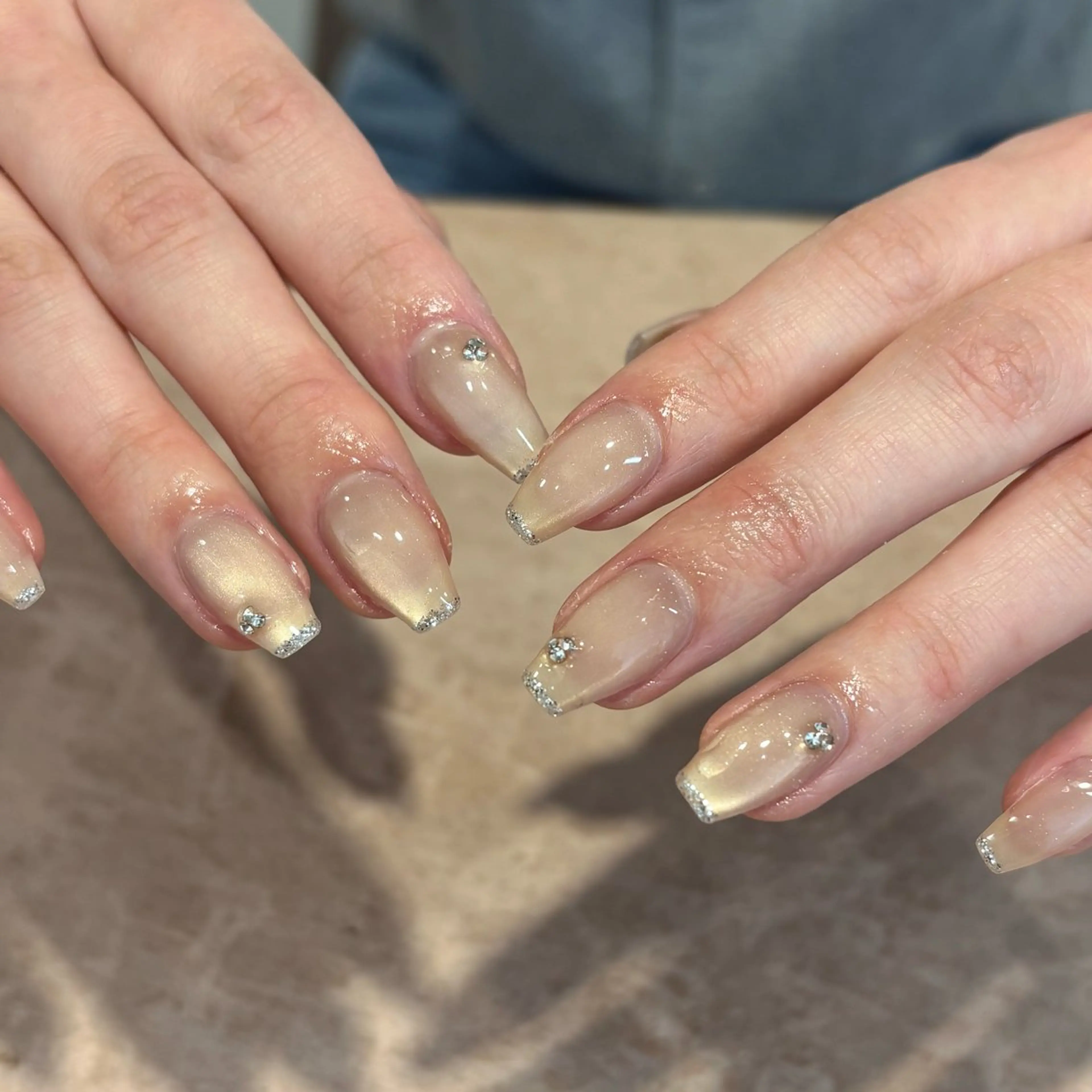 ネイル フレンチネイル 氷ネイル・うるうるネイル 持ち込み モデル様募集中♡ Kokomi🍮のネイルデザイン