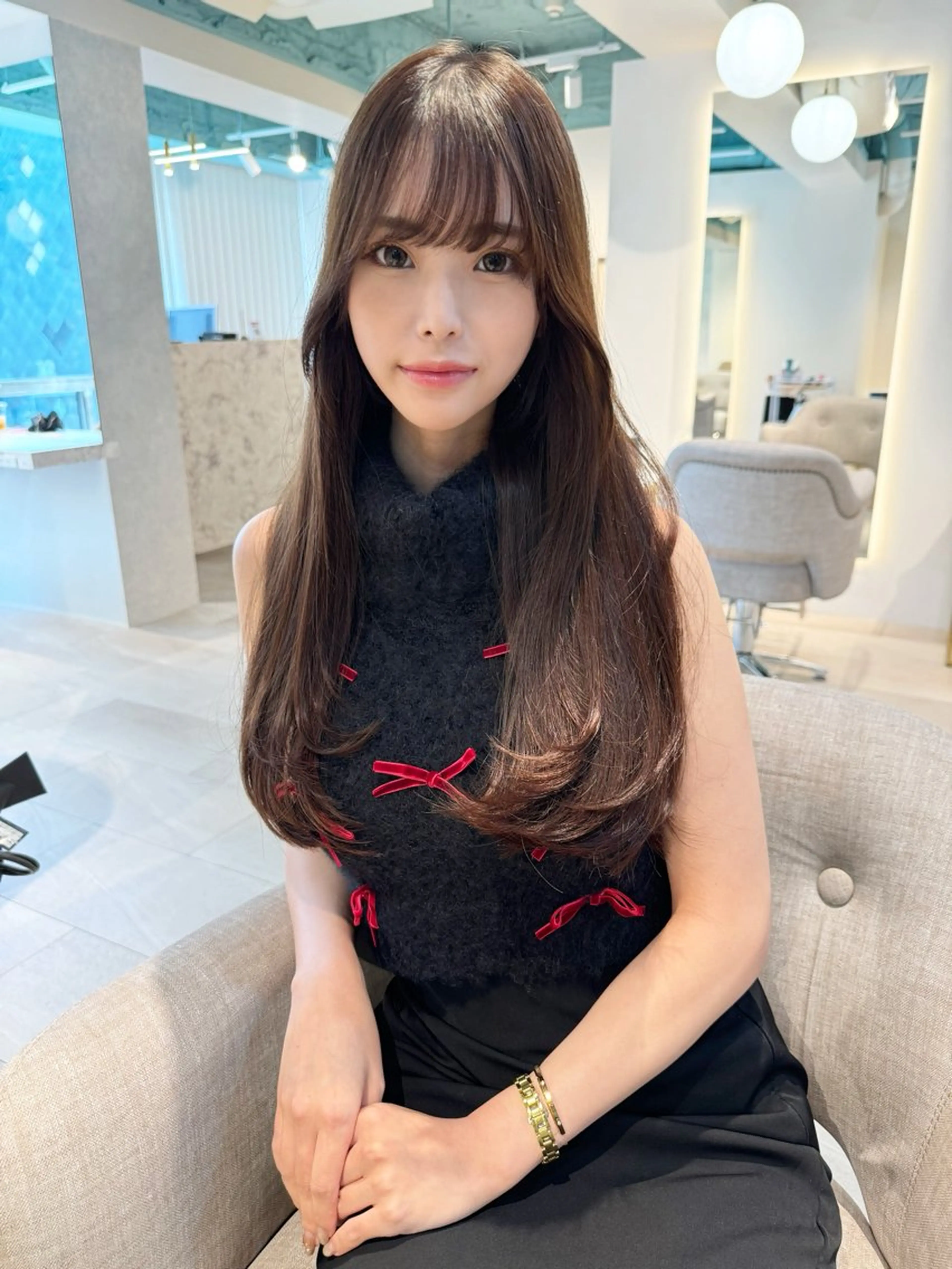 ロング ハイレイヤー/顔周り /レイヤーカットのヘアスタイル