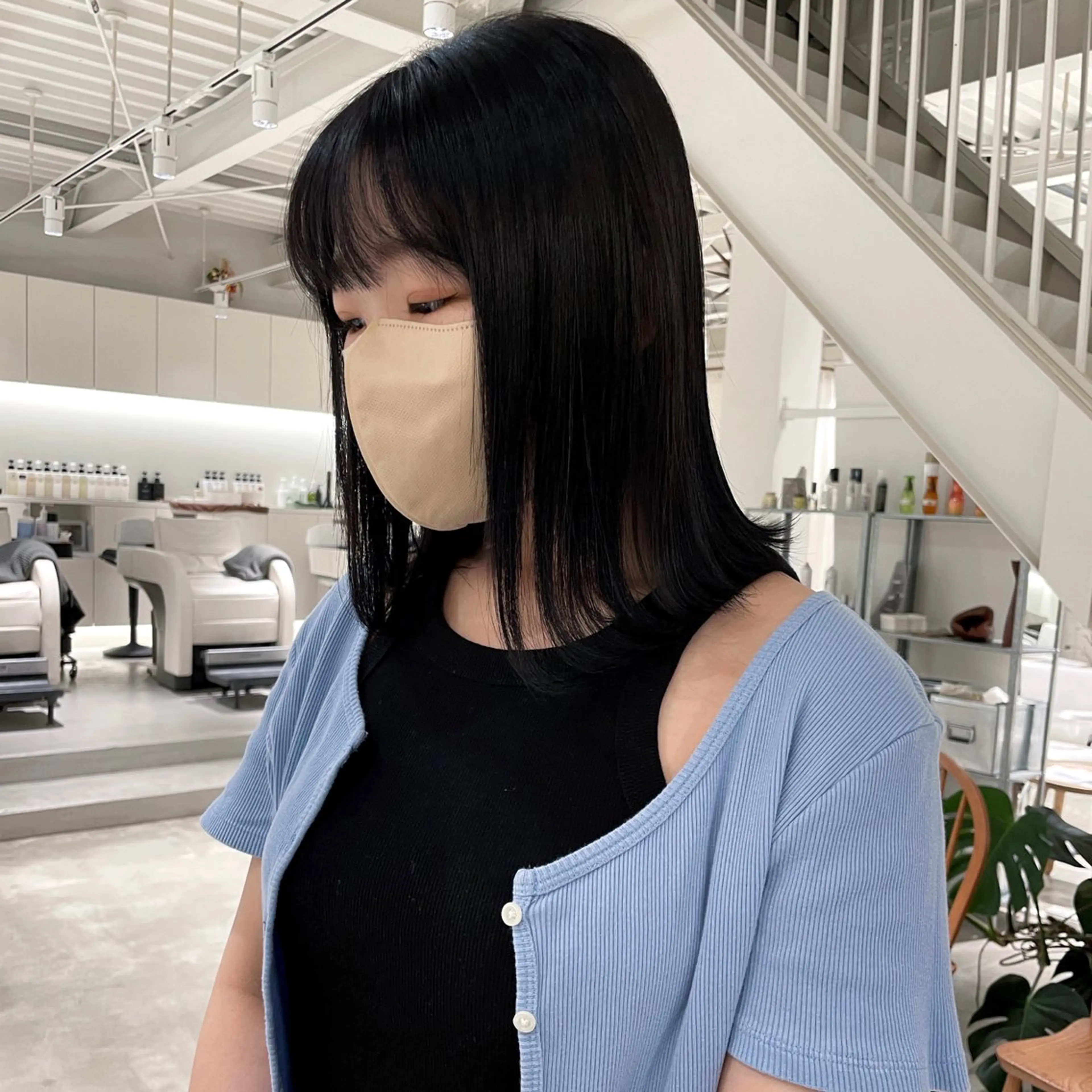 ミディアム カラー ヘアカラー 林 千聖のヘアスタイル