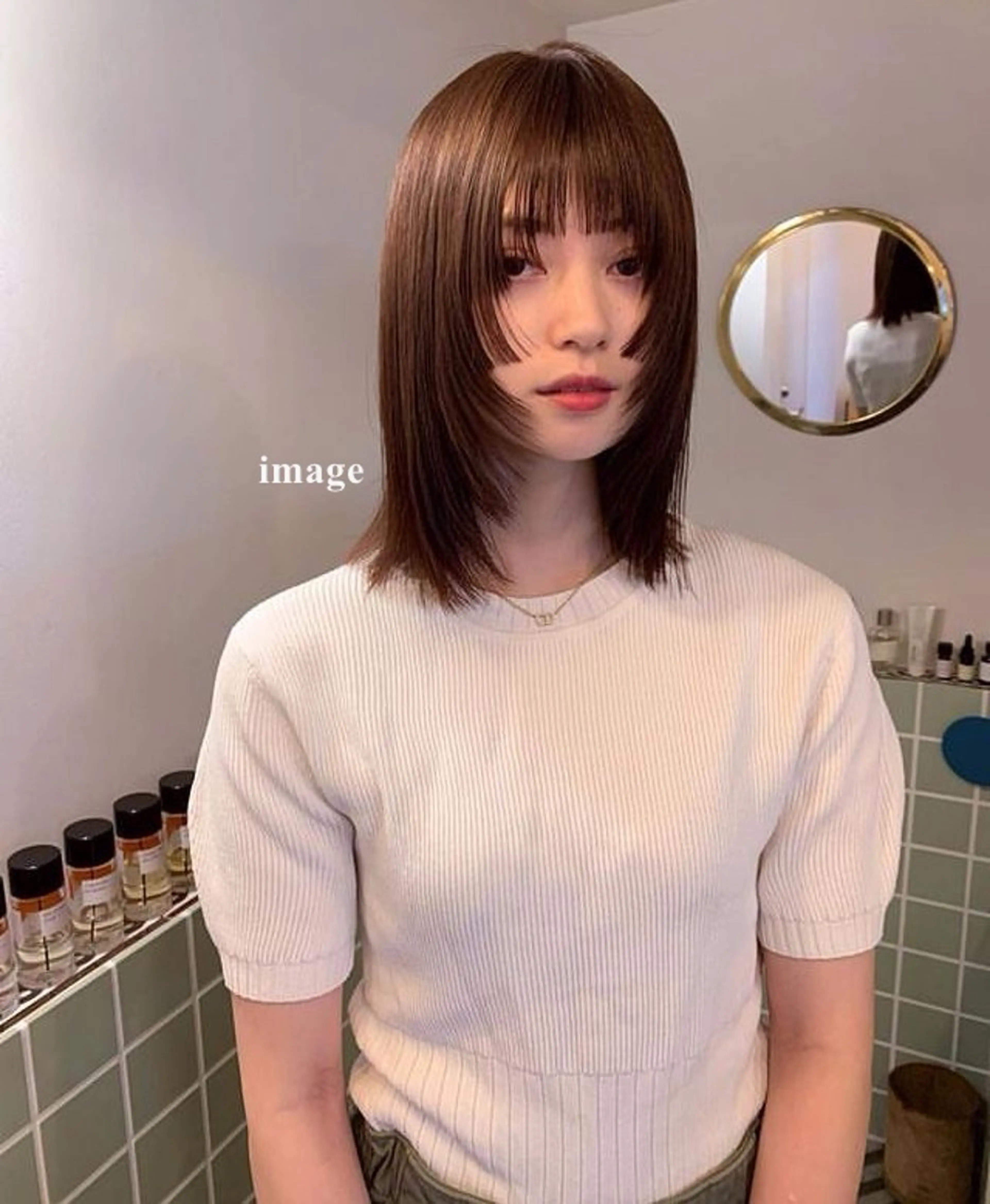 ミディアム 韓国レイヤー/ショー ト/nodokaのヘアスタイル