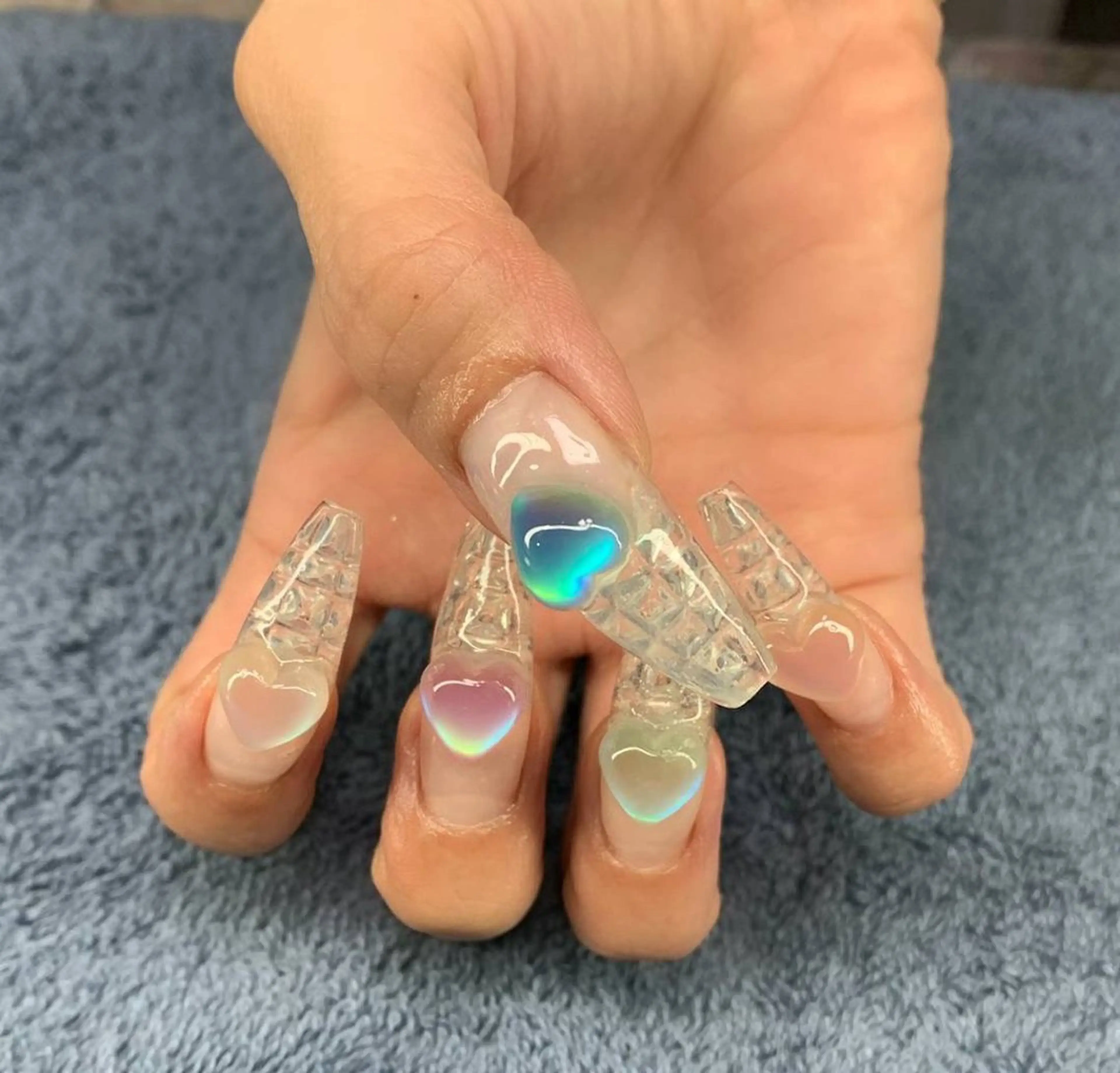 ネイル ハート 氷ネイル・うるうるネイル ハンドネイル MHR nailのネイルデザイン