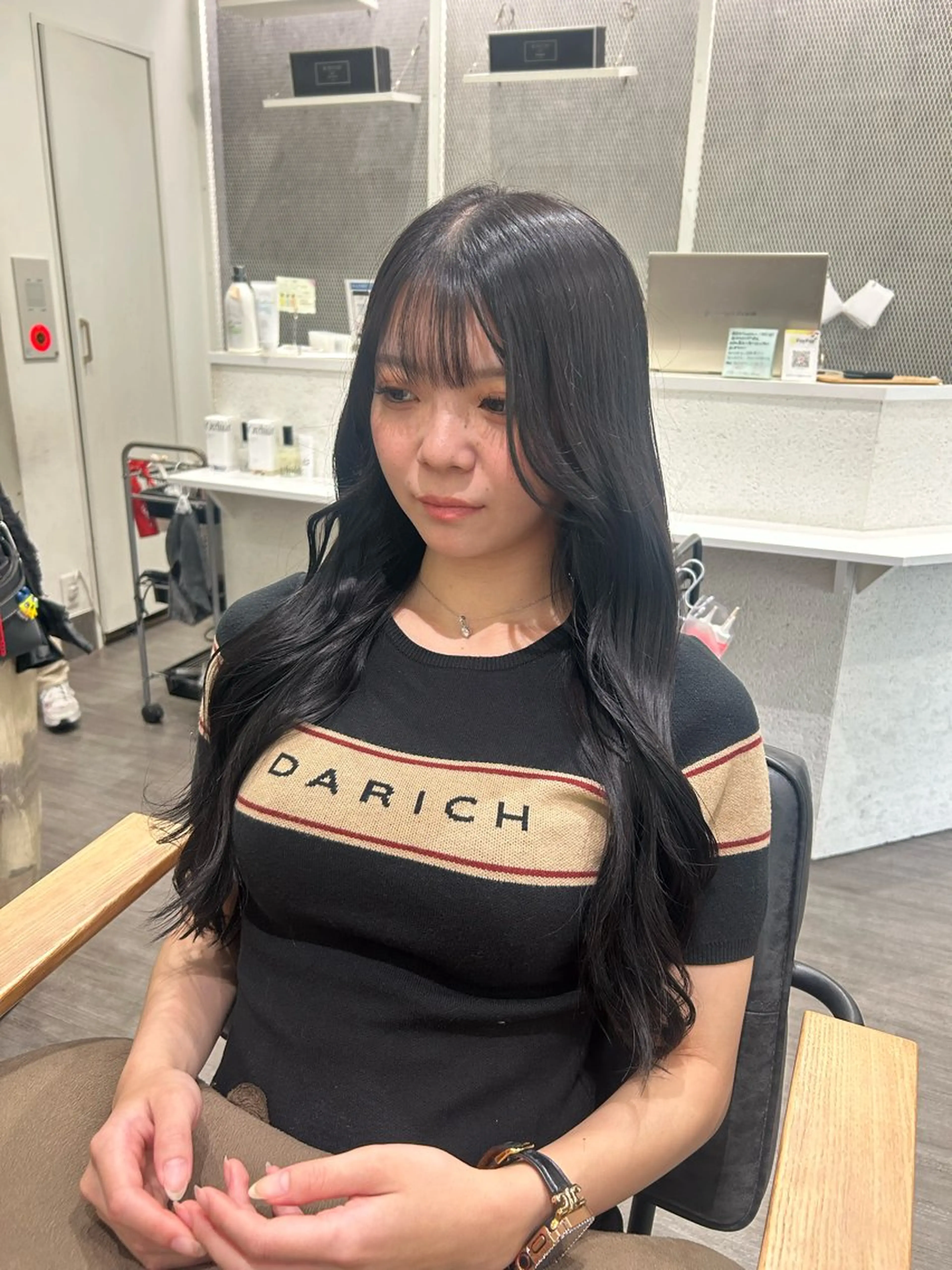 ロング カラー ヘアアレンジ 黒髪 ブルーカラー ブルーブラック 透明感カラー cocotte 💟草間紫音💟のヘアスタイル