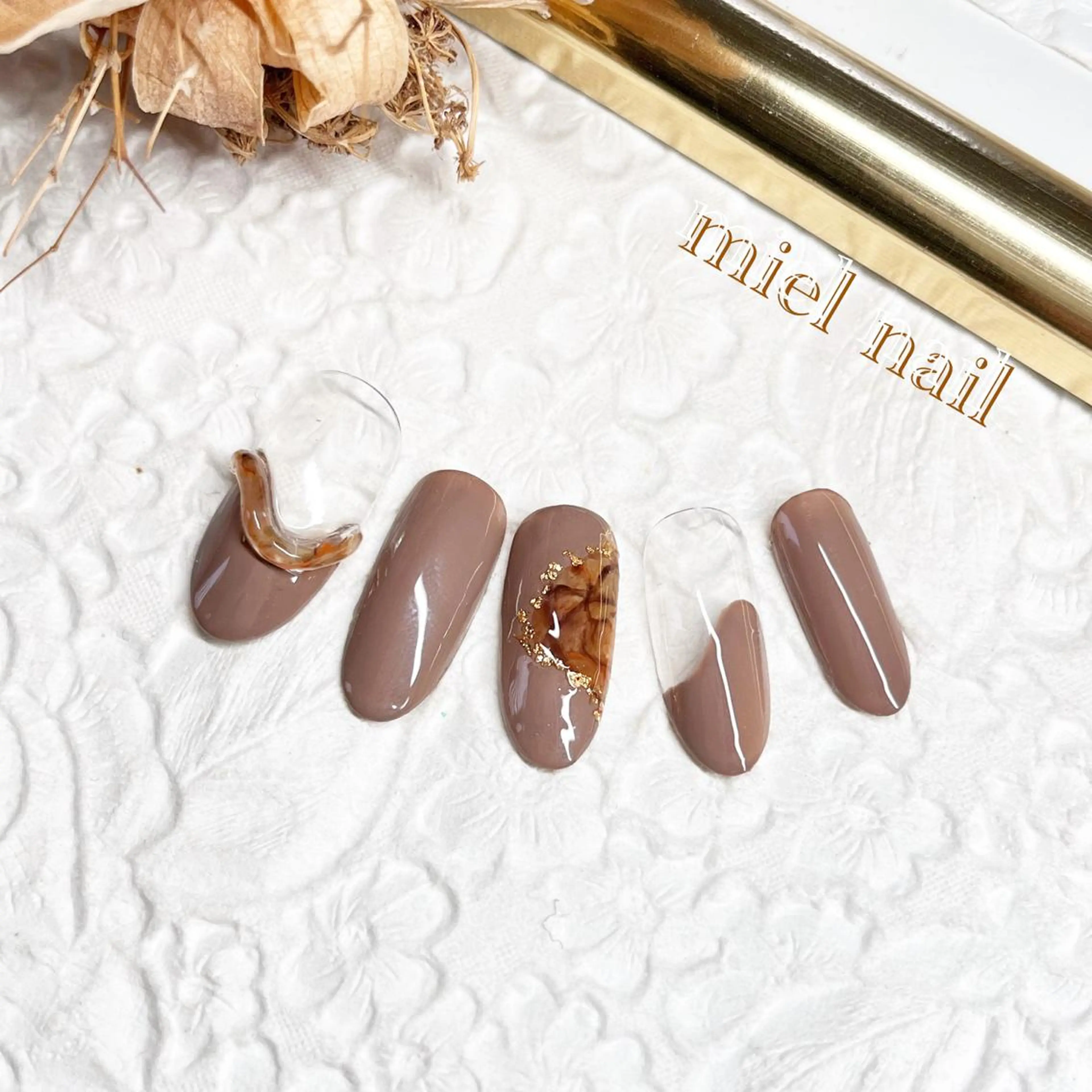 ネイル フレンチネイル 大理石ネイル(マーブル) ハンドネイル miel nailのネイルデザイン