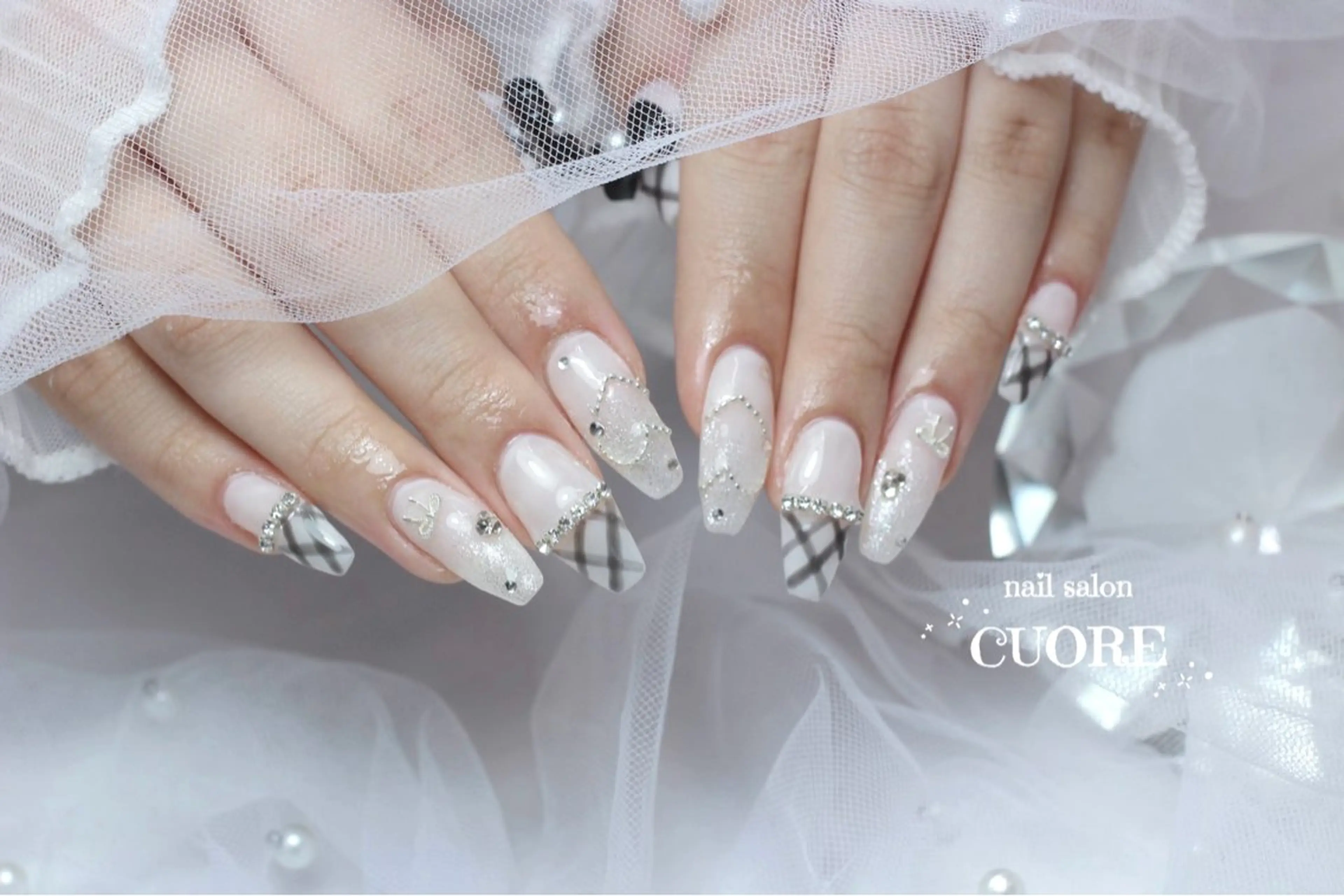 ネイル ハート 持ち込み リボン ワンホンネイル ハンドネイル CUORE____nail所属・nail salon CUOREのネイルデザイン