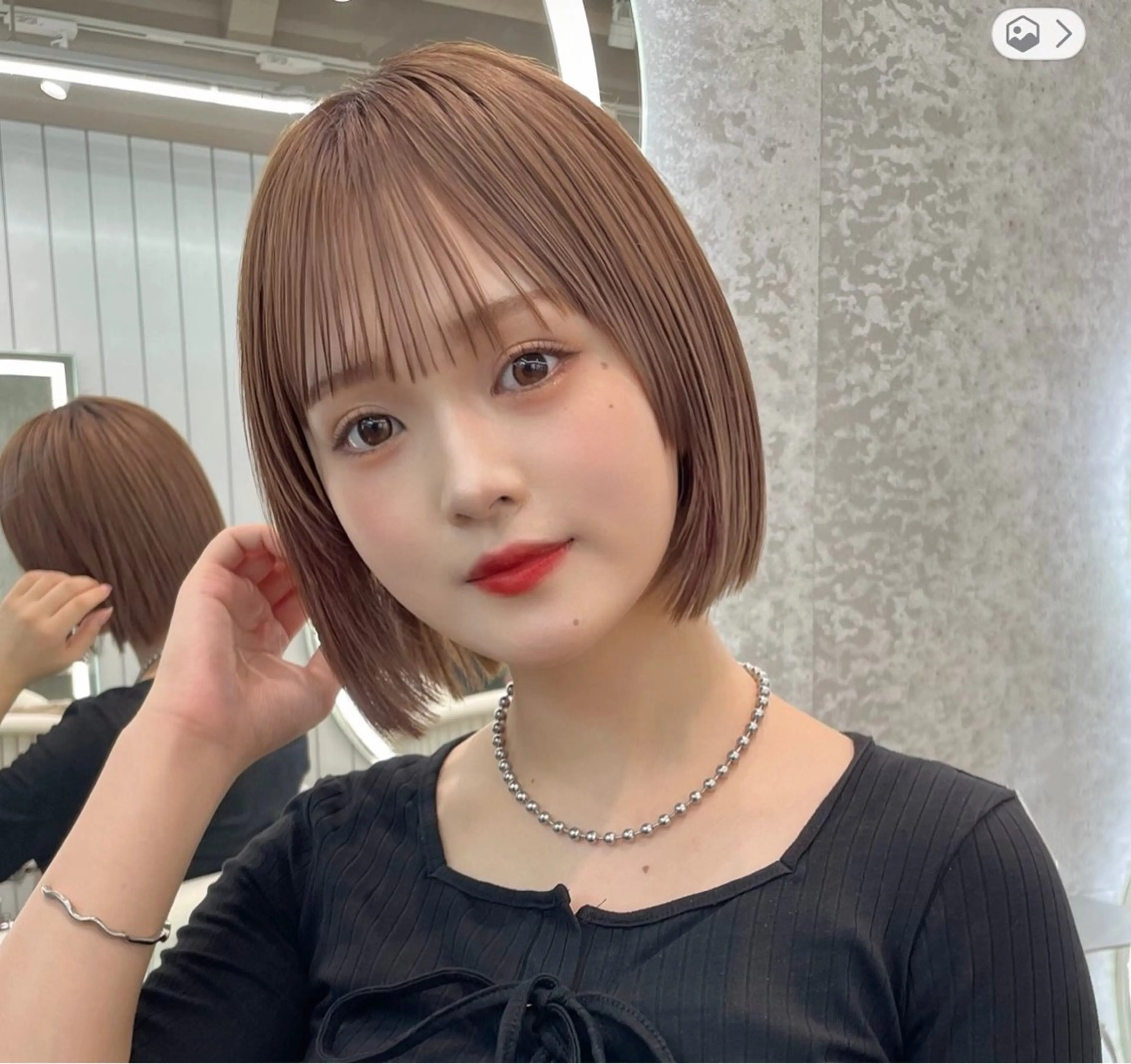 ショート カラー 切りっぱなしボブ ブリーチ ブリーチなしカラー ボブ 顔周りカット ヘアカラー 浦和/髪質改善/ボブ 縮毛矯正/大和田拓夢のヘアスタイル