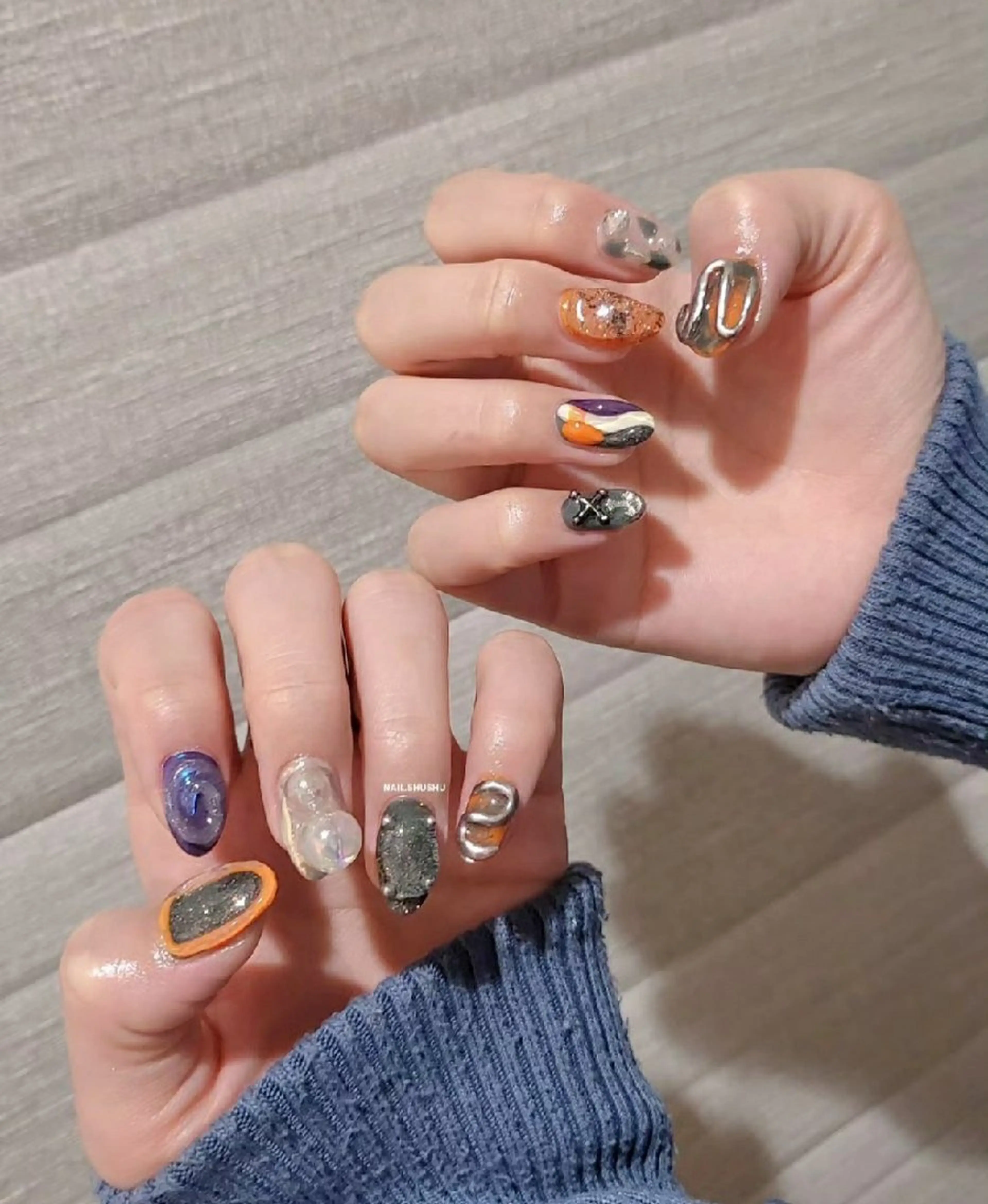 ネイル 持ち込み ニュアンスネイル ワンカラーネイル シンプルネイル 冬ネイル 3dパーツ/流行り 👧shushu❤️のネイルデザイン