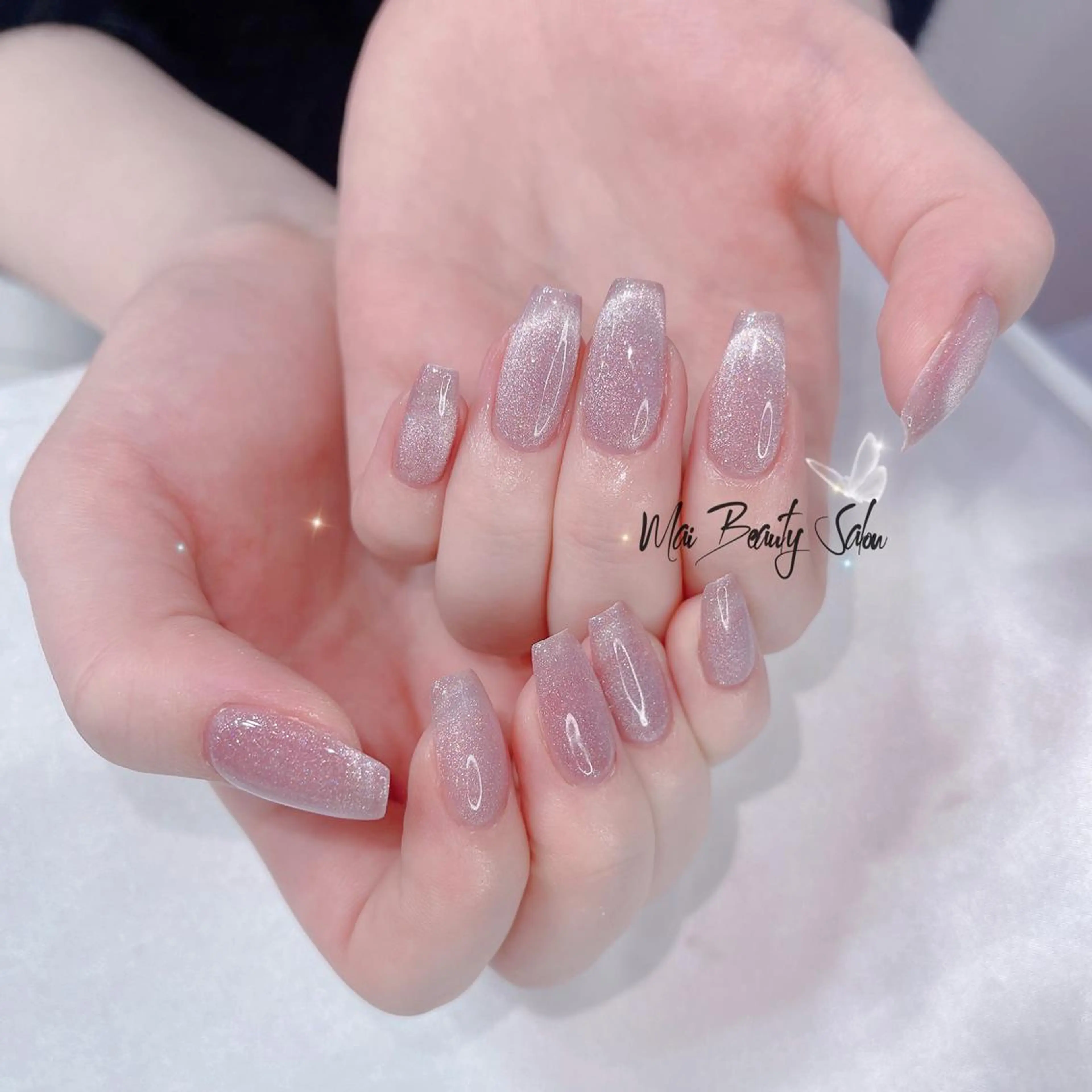 ネイル オーロラネイル 長さ出し フラッシュネイル フレンチネイル ジェルネイル MaiBeauty DanHiのネイルデザイン