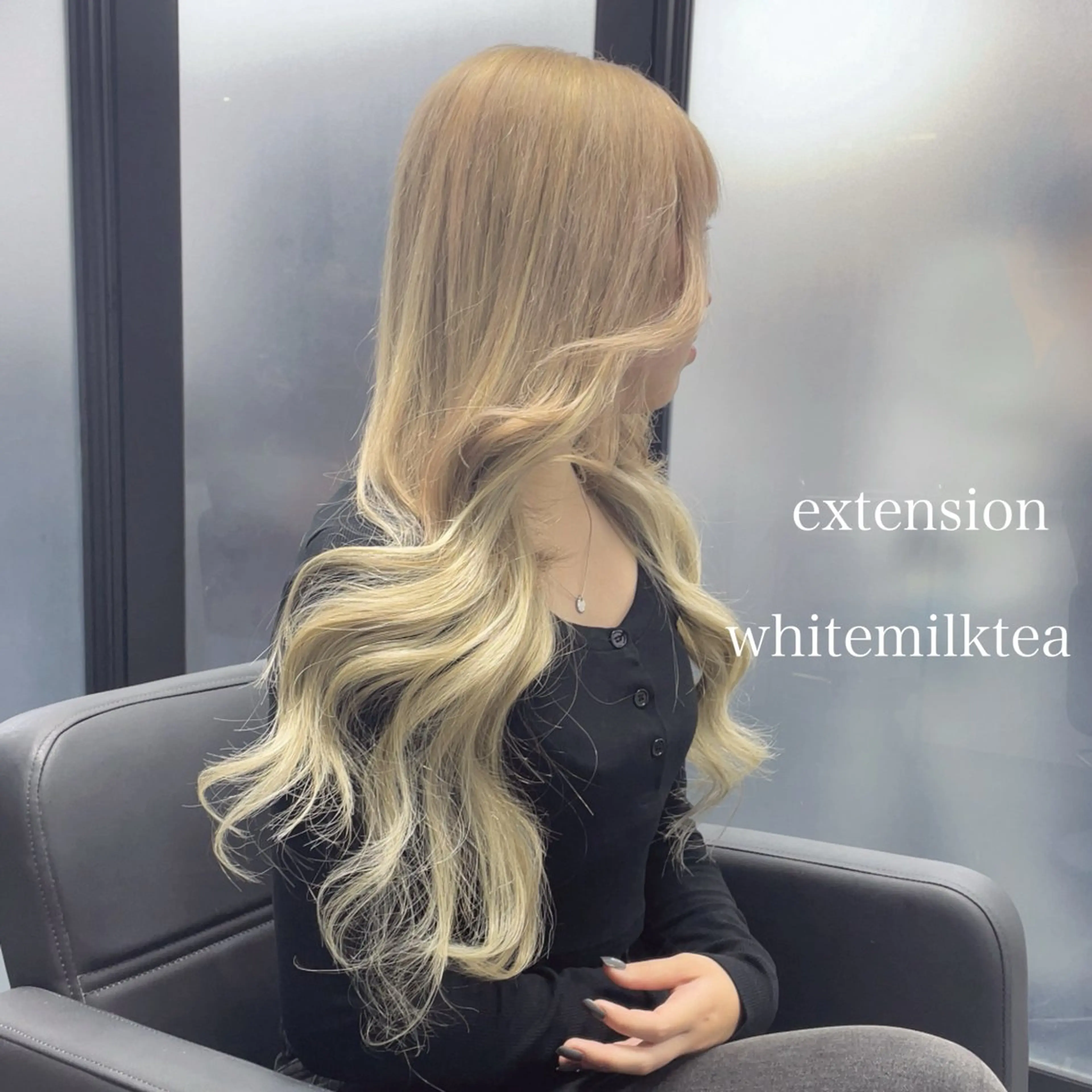 ロング カラー エクステ エクステ🩵ブリーチ 韓国ヘア🩵KAEのヘアスタイル