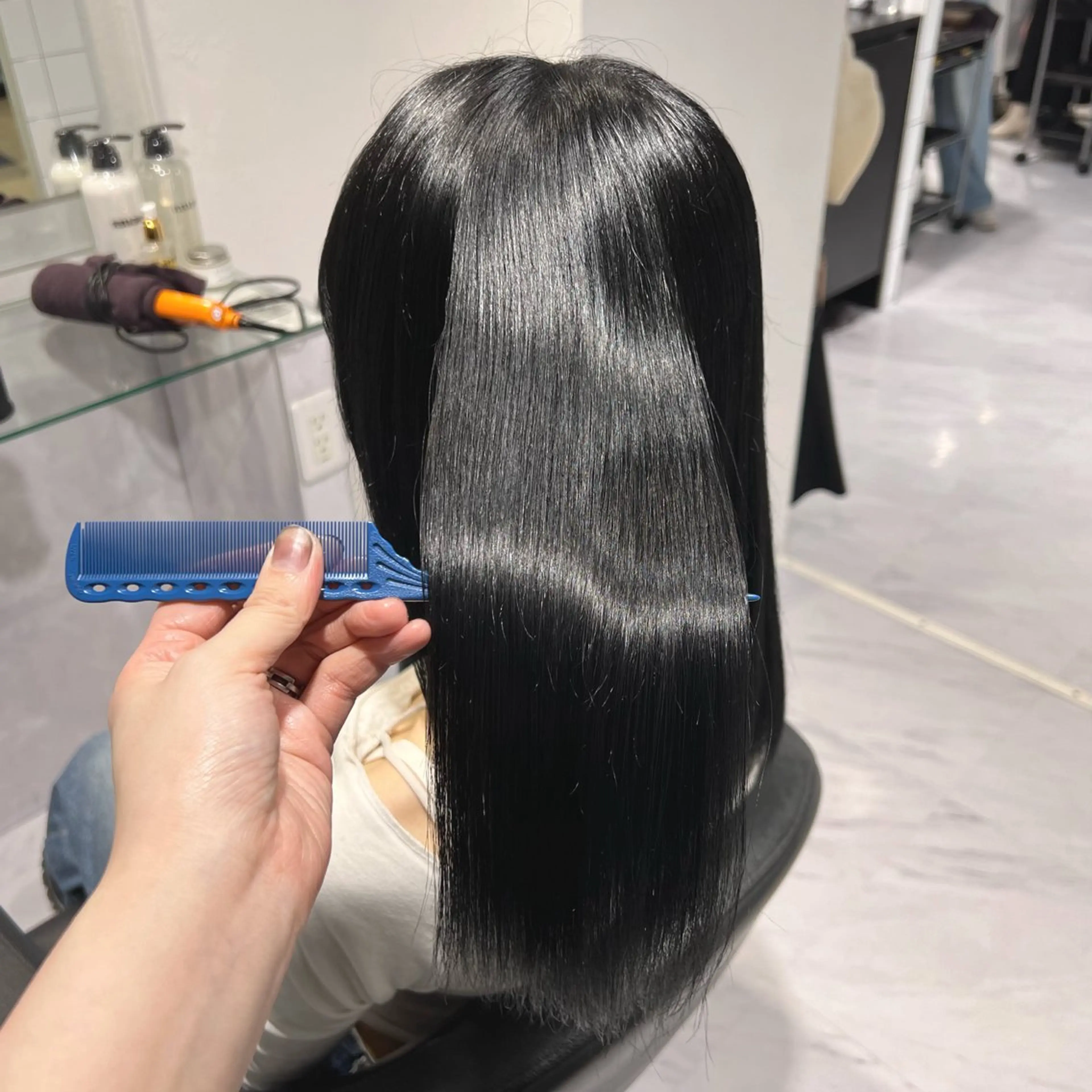 ロング カラー ヘアアレンジ キッズ ボブ くせ毛 髪質改善 縮毛矯正 トリートメント カット 縮毛矯正 トリートメント 🦋重くない暗髪🦋 Hana🦋のヘアスタイル