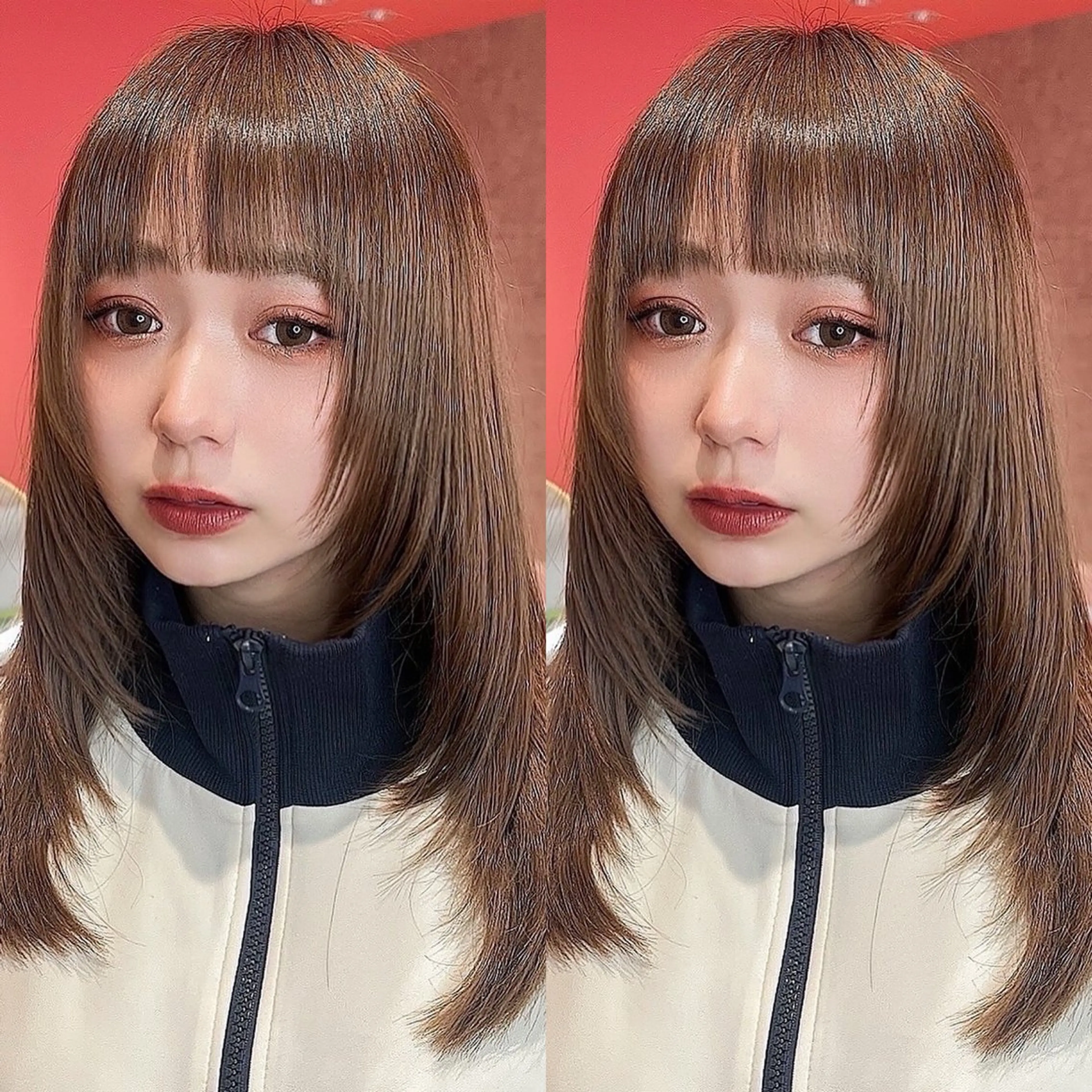 ミディアム カラー 山崎/ボブ縮毛矯正 レイヤー髪質改善のヘアスタイル