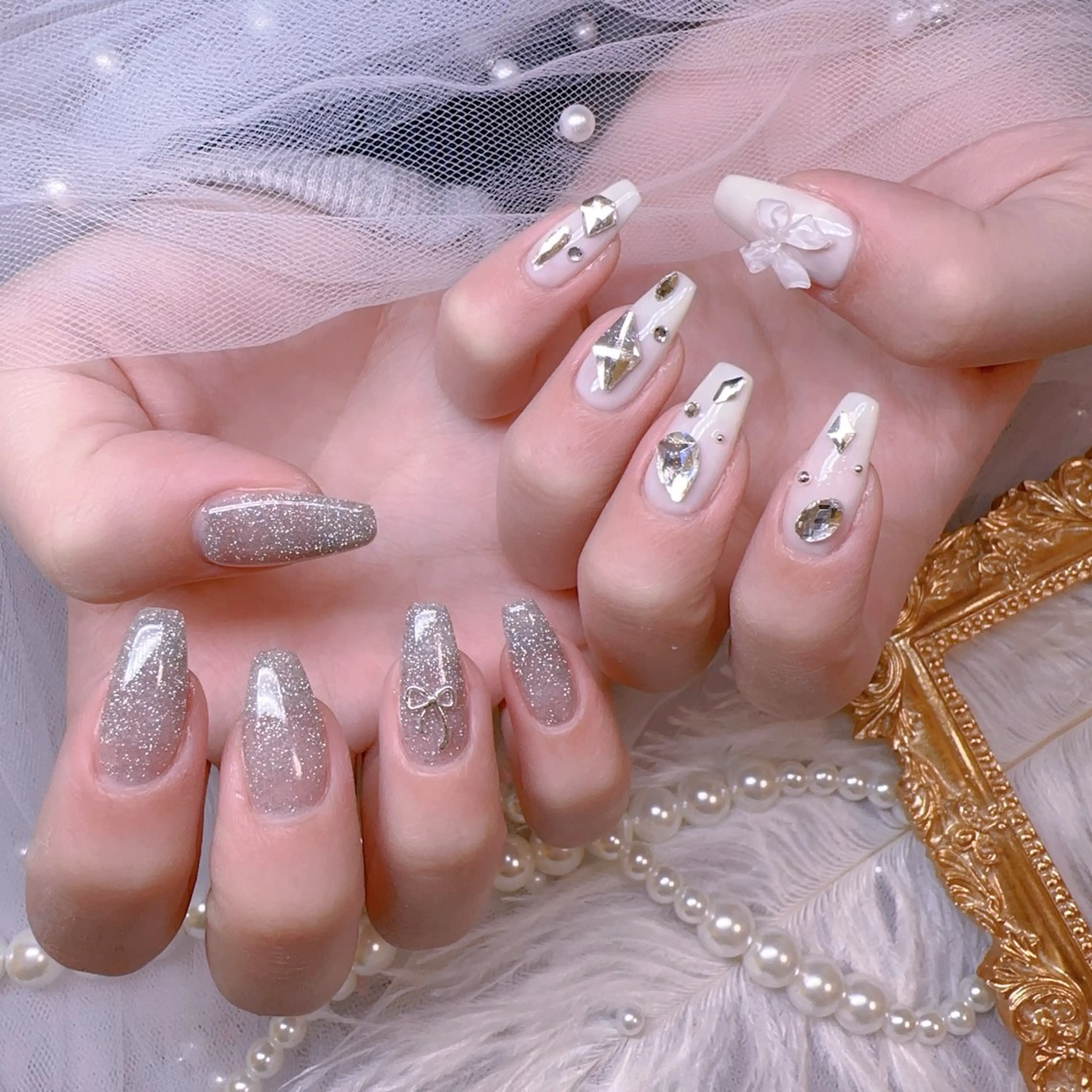 ネイル オーロラネイル フットネイル 韓国ネイル ラメ(グリッター) ラメグラデーション ハンドネイル Belle nail salon 新小岩のネイルデザイン