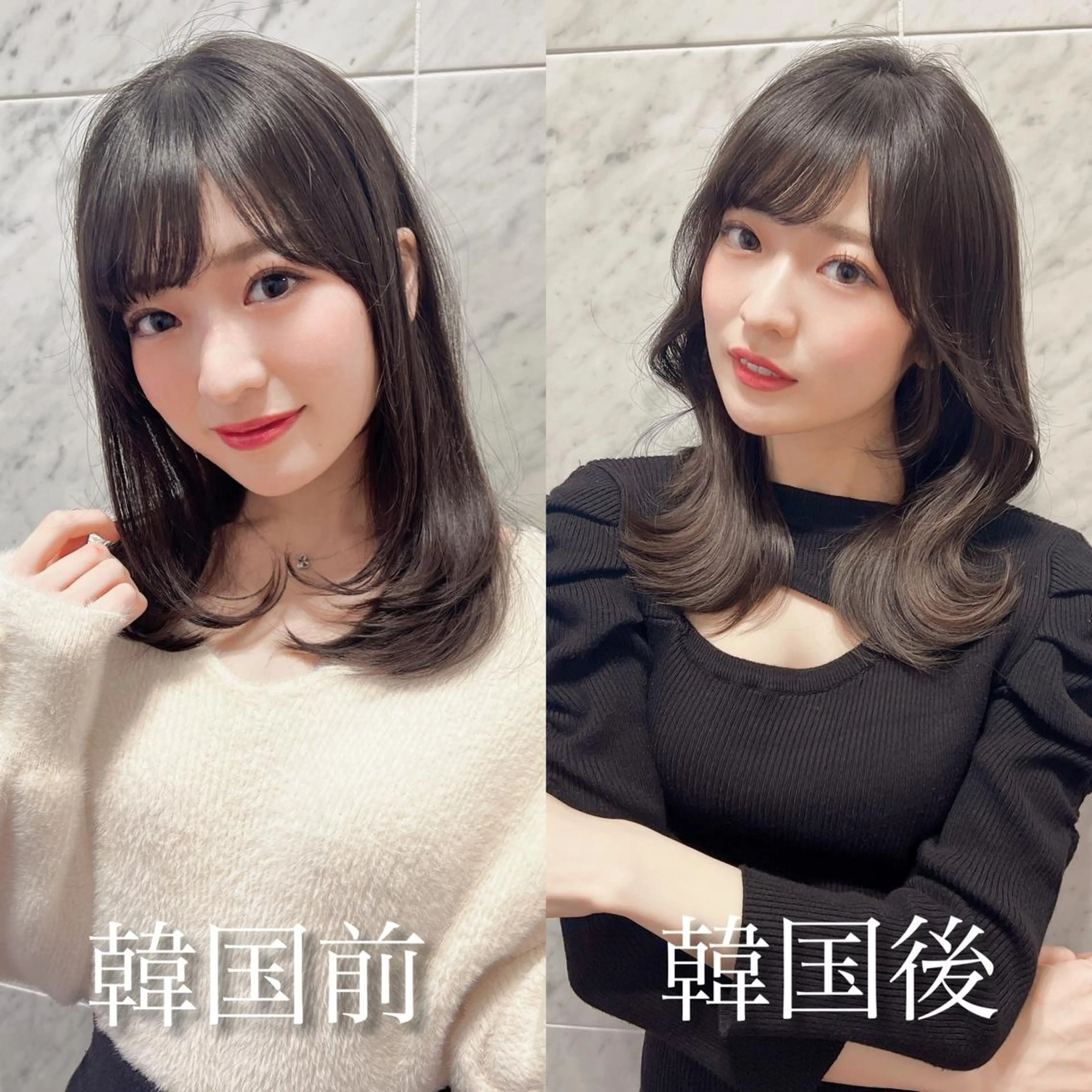 セミロング カラー カット ヘアカラー トリートメント レイヤーカット/ 顔周り 五島巨幹のヘアスタイル