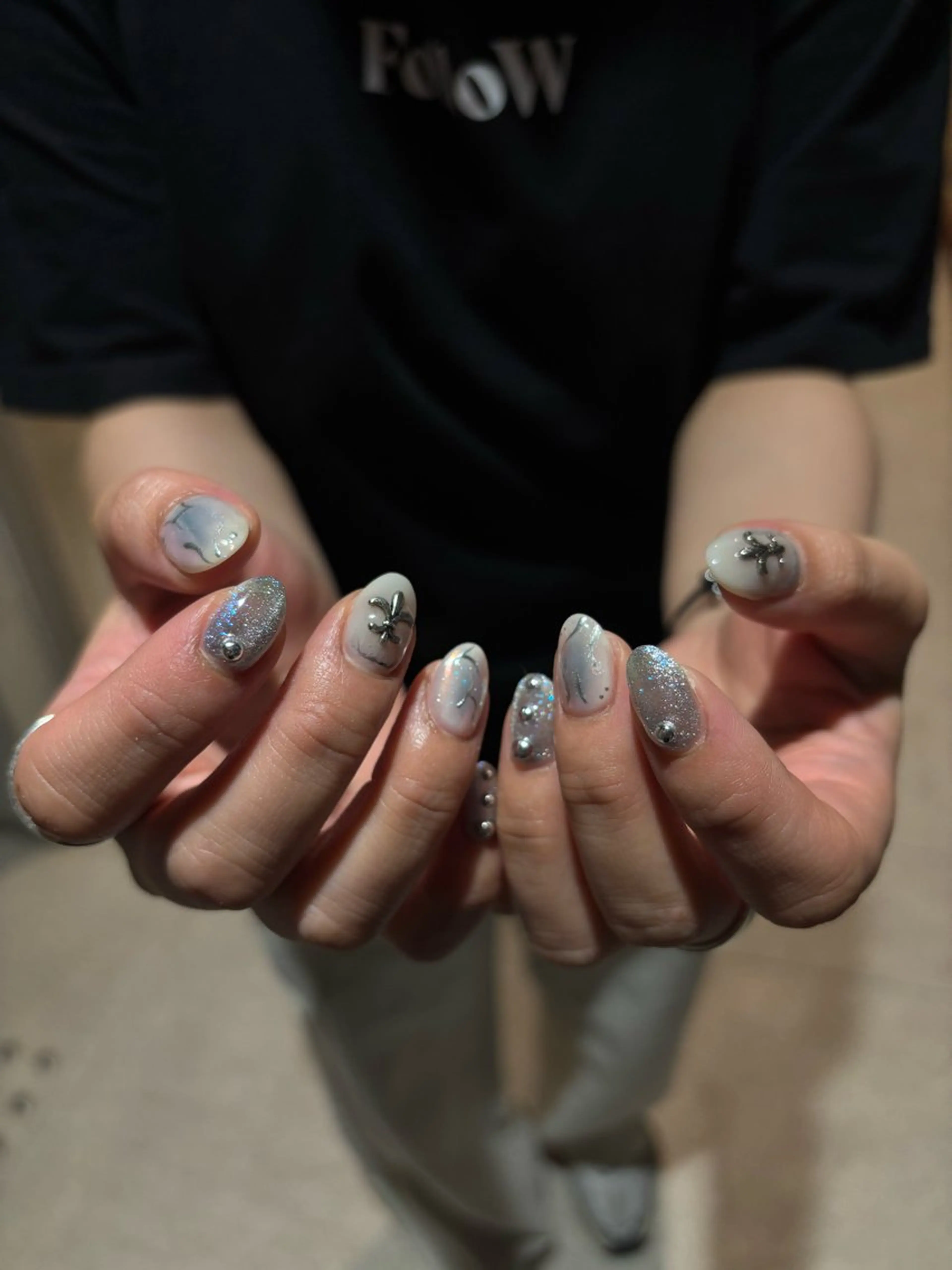 ネイル ブルー ハンドネイル ネイルサロンマーノ所属・mano Hanaのネイルデザイン