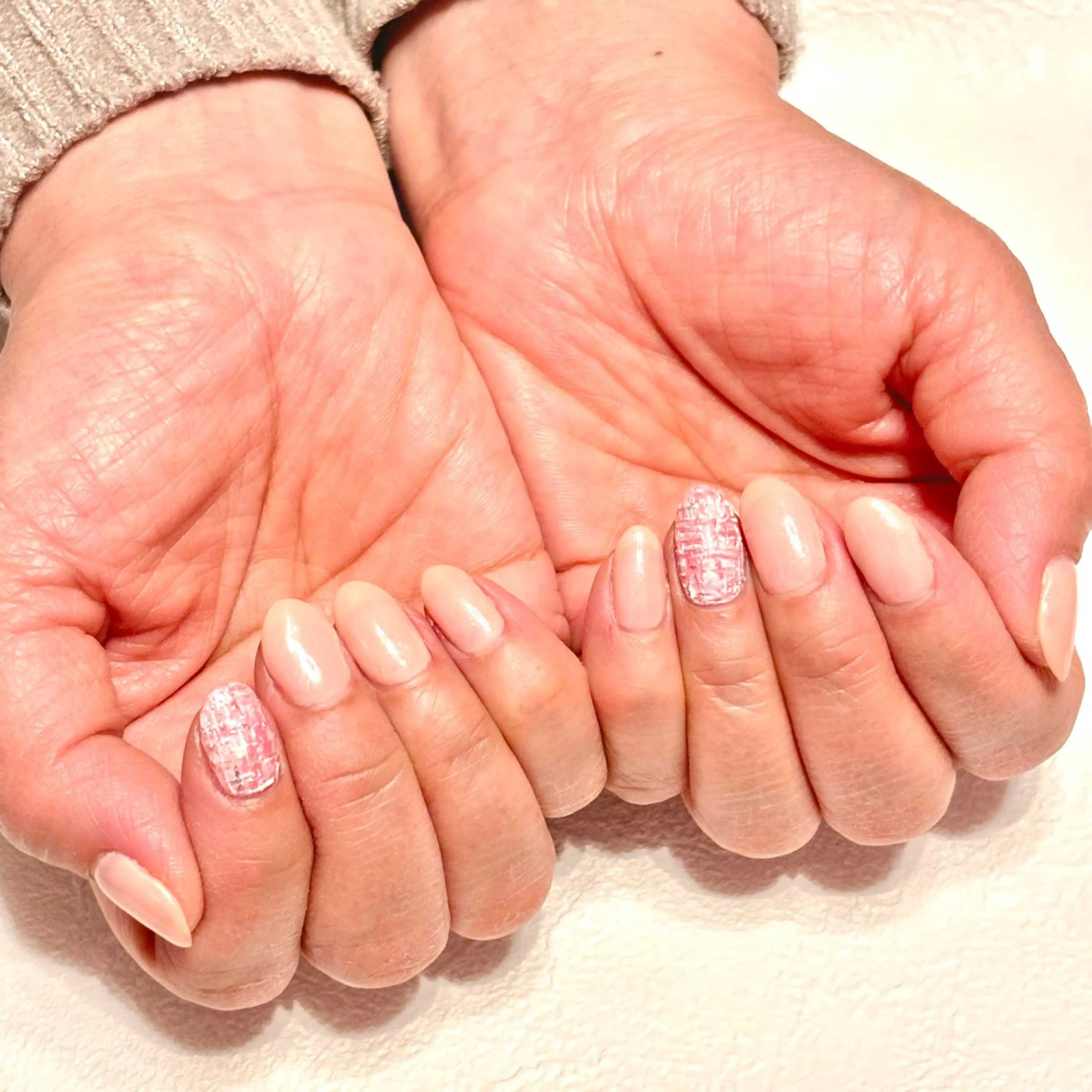 ネイル ピンク ツイードネイル SEPT NAIL こばやしのネイルデザイン