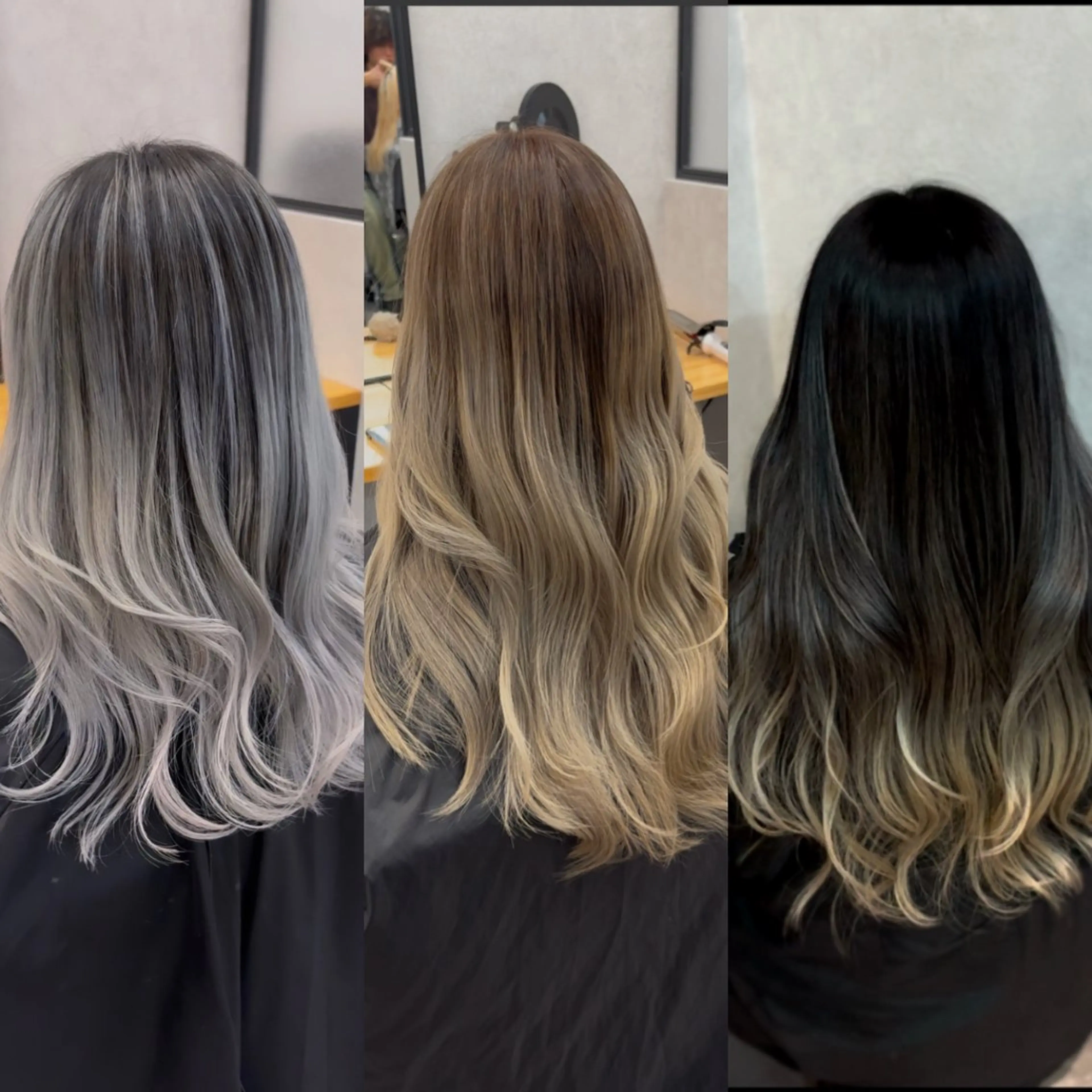 ロング カラー バレイヤージュ レイヤーカット 🌟心斎橋レイヤー 艶ハイトーン/ウルフのヘアスタイル