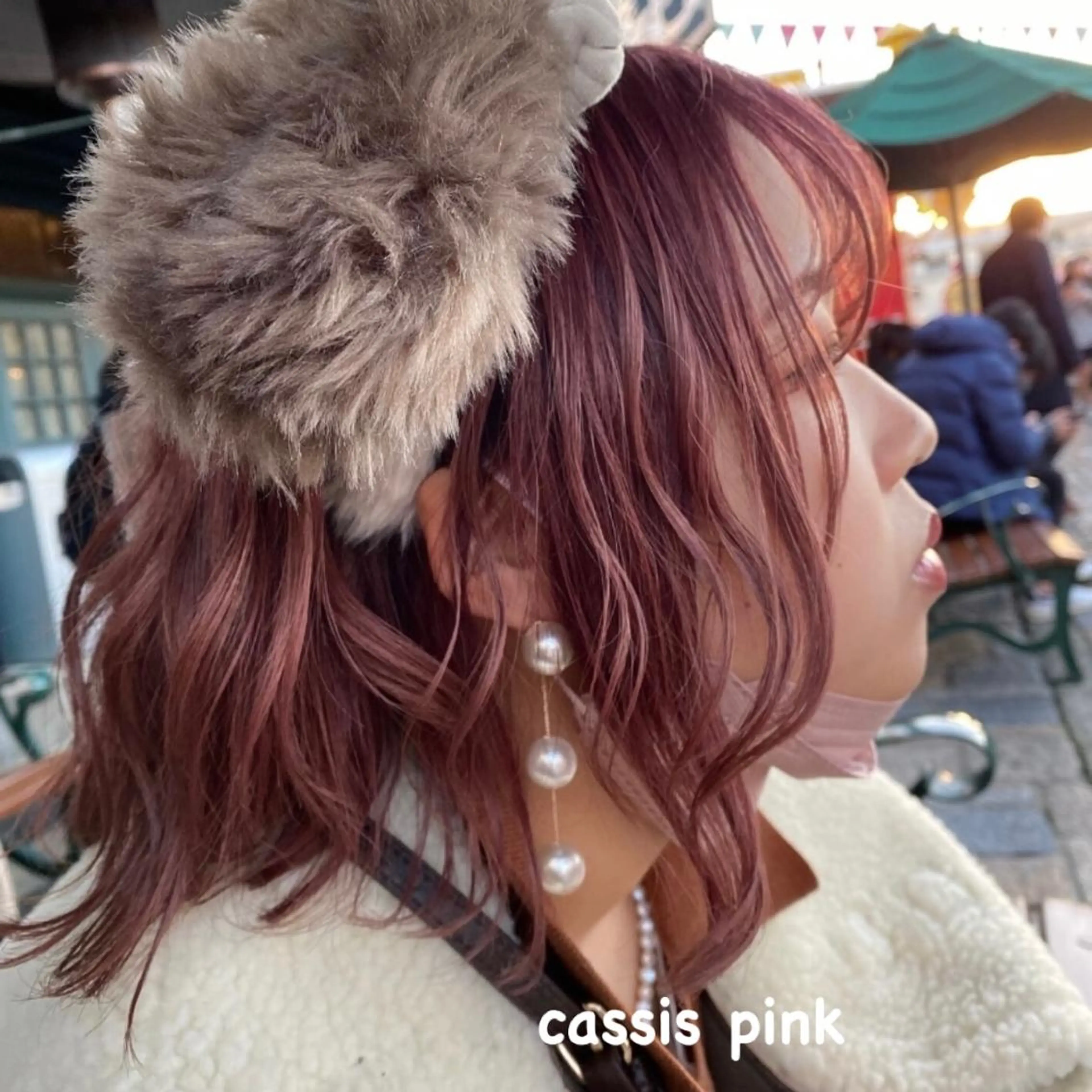 ショート カラー カシス ピンクカラー ブリーチ特化 島崎　凌のヘアスタイル