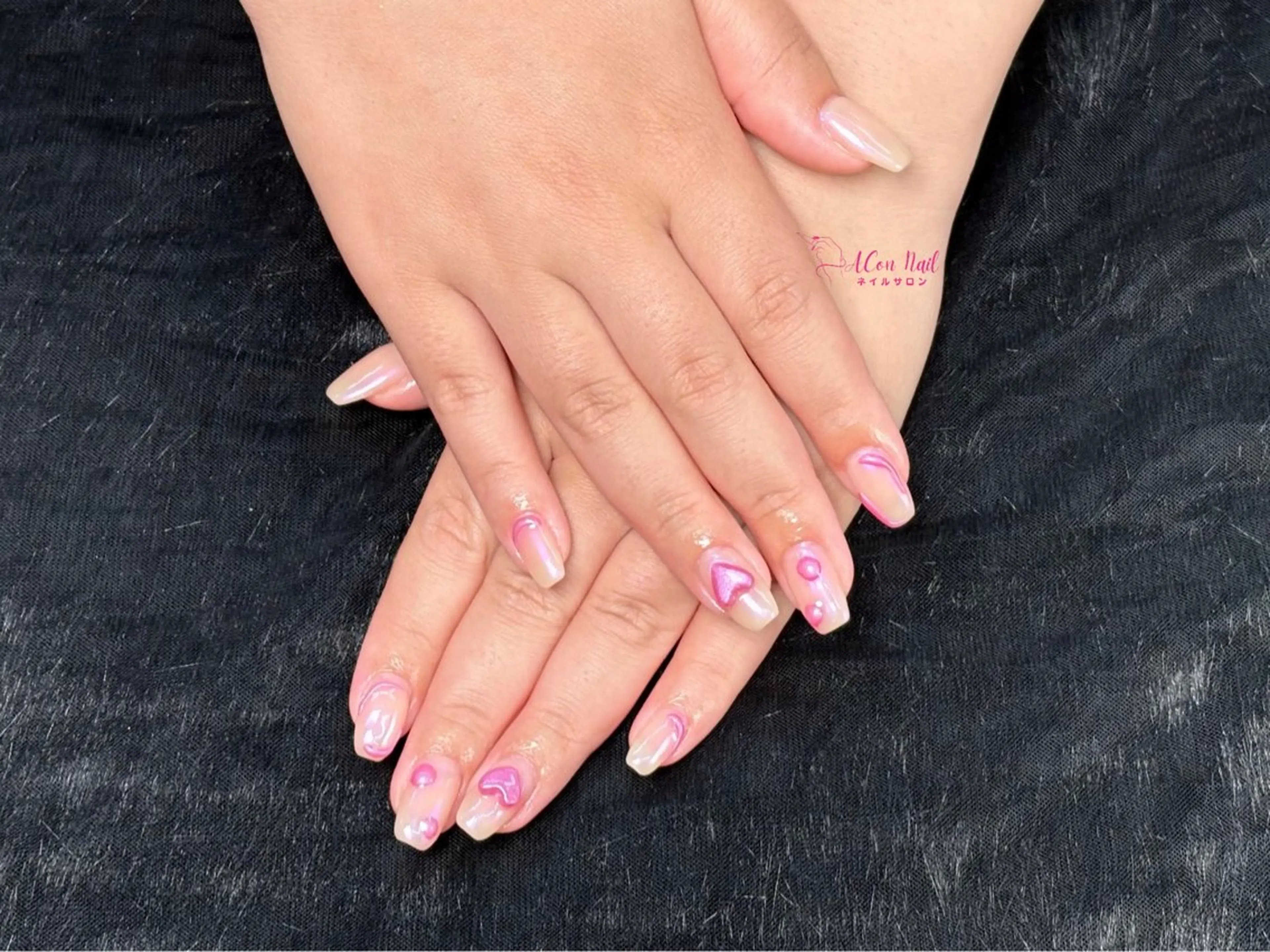 ネイル 桜ネイル 長さ出し フラワーネイル フレンチネイル ジェルネイル ハンドネイル AConNailSalon所属・ACon NailSalonのネイルデザイン