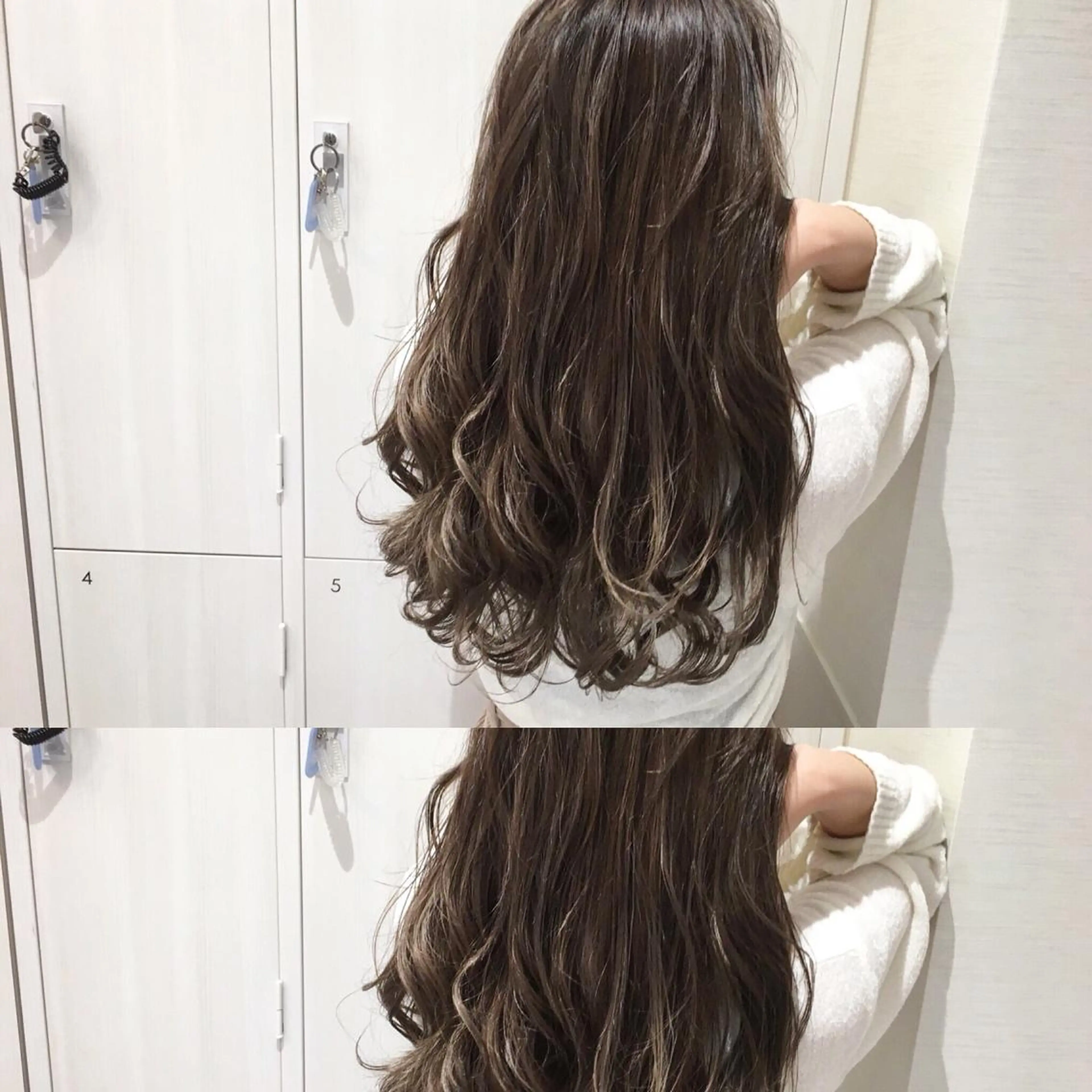 ロング カラー アディクシーカラー アッシュ バレイヤージュ 透明感カラー グラデーションカラー レイヤー/韓国/ 顔周り/しんやのヘアスタイル