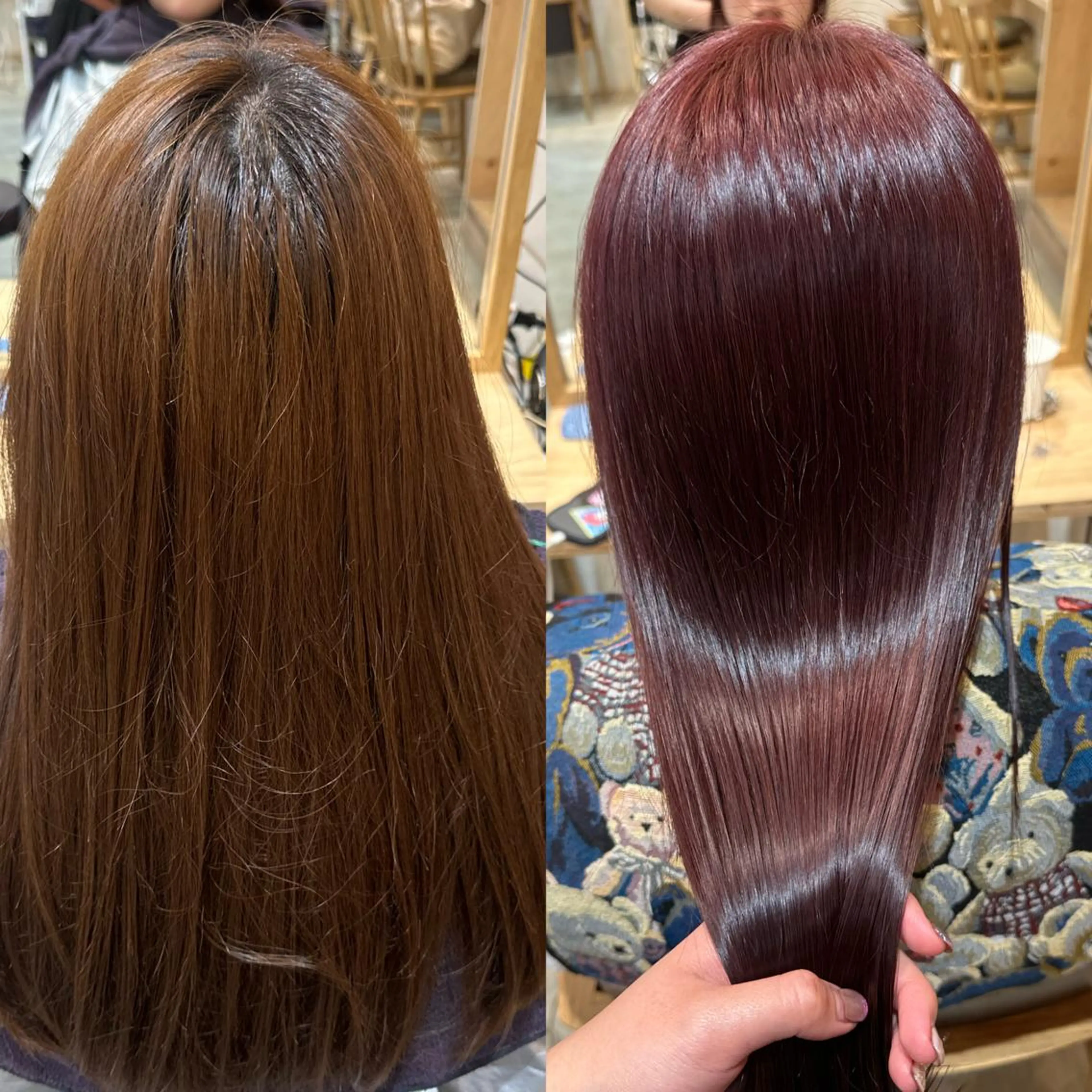 ミディアム カラー ダブルカラー ピンクカラー レッドカラー ボブ/レイヤー/ニュ アンスパーマ/小夏のヘアスタイル