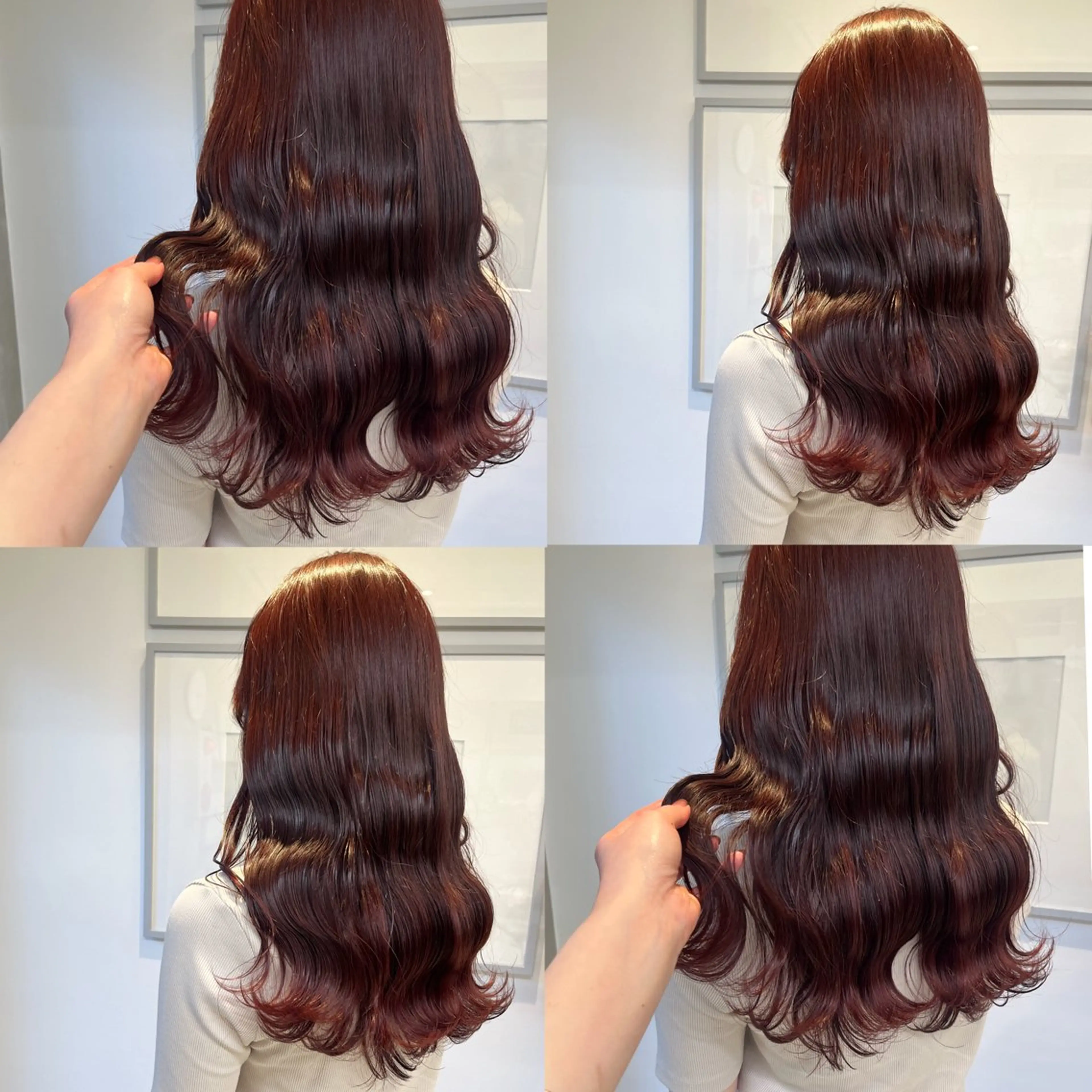 セミロング カラー ボルドーカラー レッドカラー ヘアカラー トリートメント ヘッドスパ ヘアセット カジュアルを女っぽく 𝗮𝘆𝗮𝗰𝗼のヘアスタイル