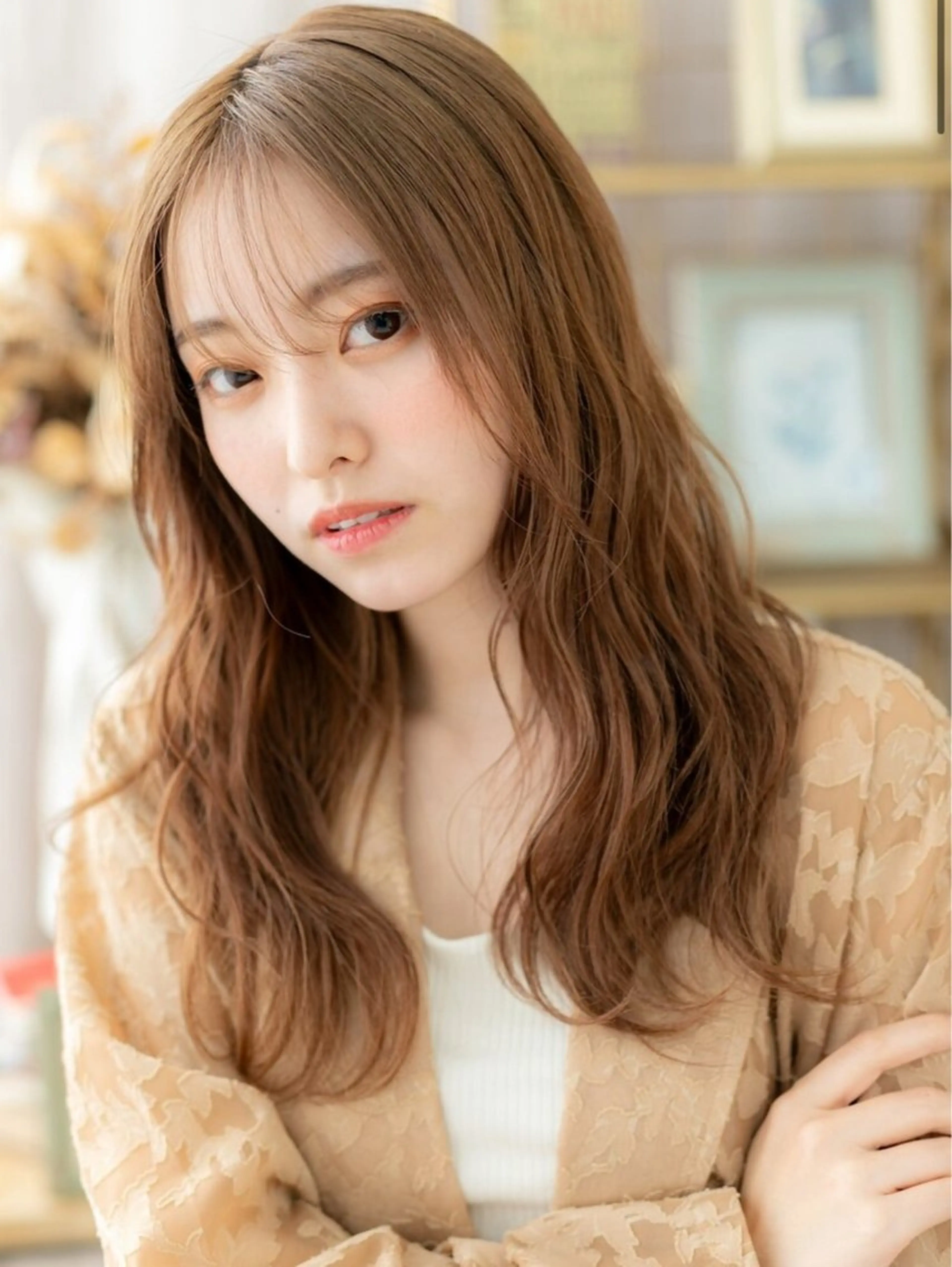 ロング カラー くせ毛 斜めバング ロング シースルーバング 💧艶髪ストレート ✨ロング/府川直樹のヘアスタイル