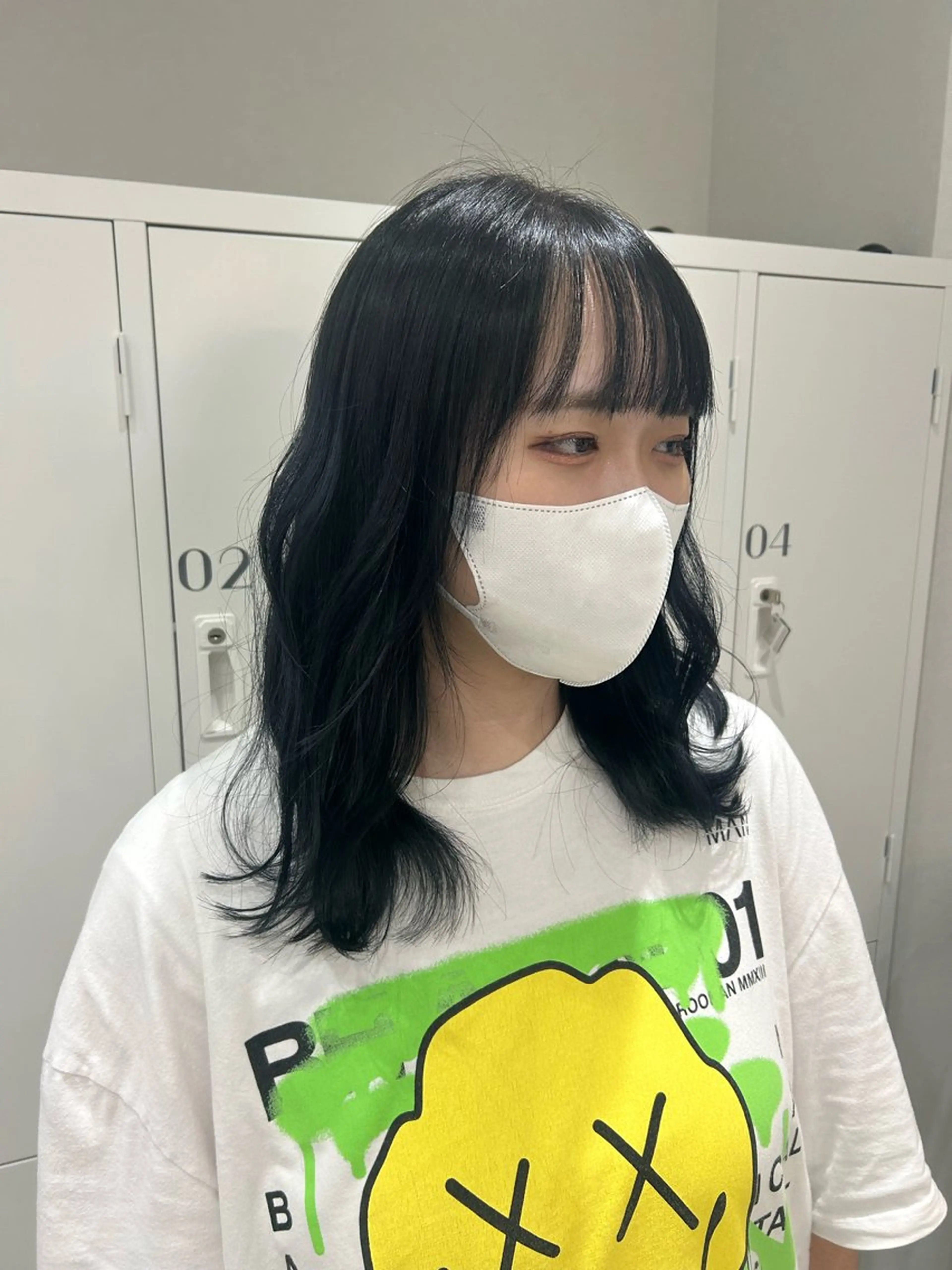 ミディアム カラー ヘアアレンジ 黒髪 ブルーカラー ブルーブラック ヘアカラー ボブ /ニュアンス/ satomi🧸💖のヘアスタイル