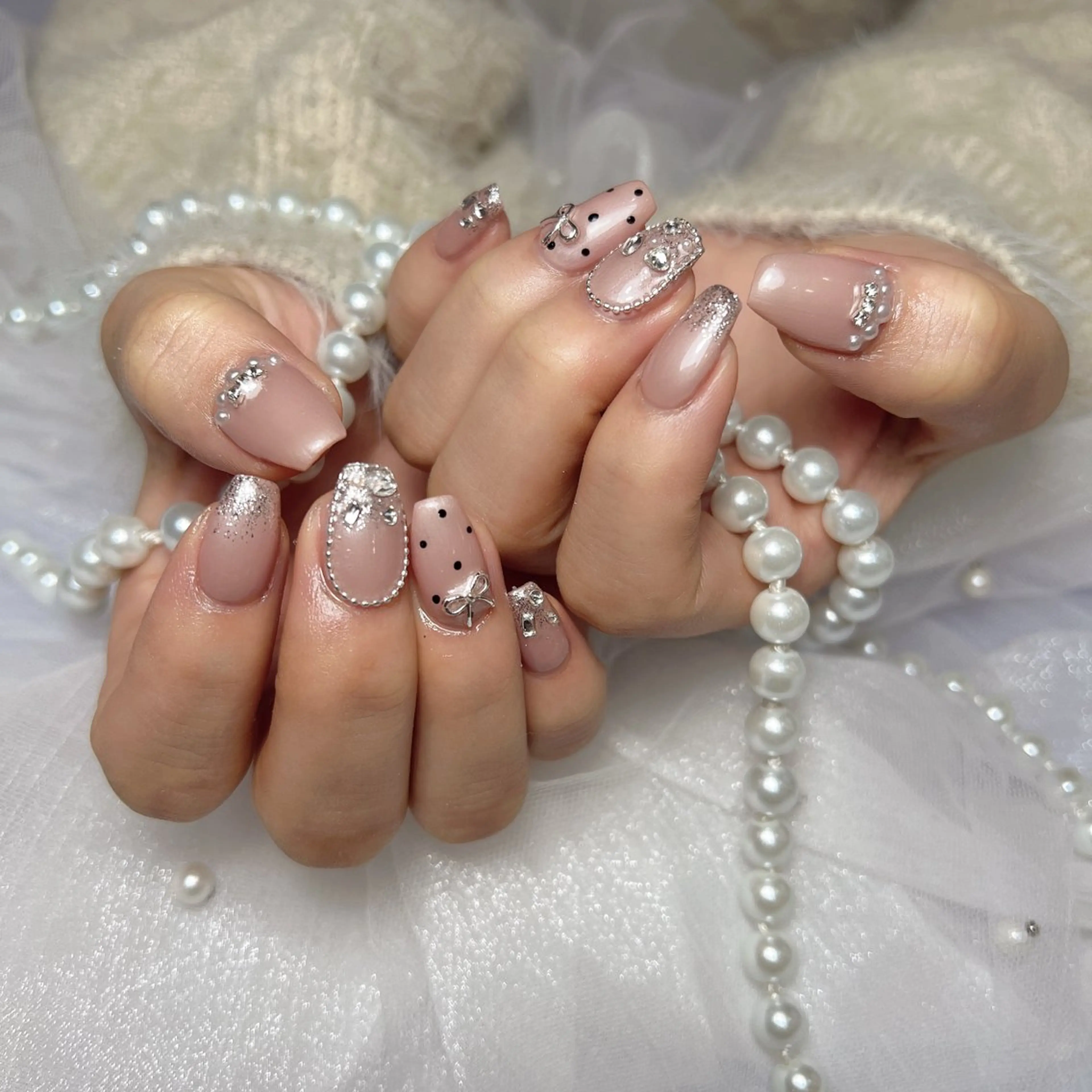 ネイル 長さ出し フットネイル フレンチネイル ガラスフレンチ グラデーション ハンドネイル M2beauty Renaのネイルデザイン