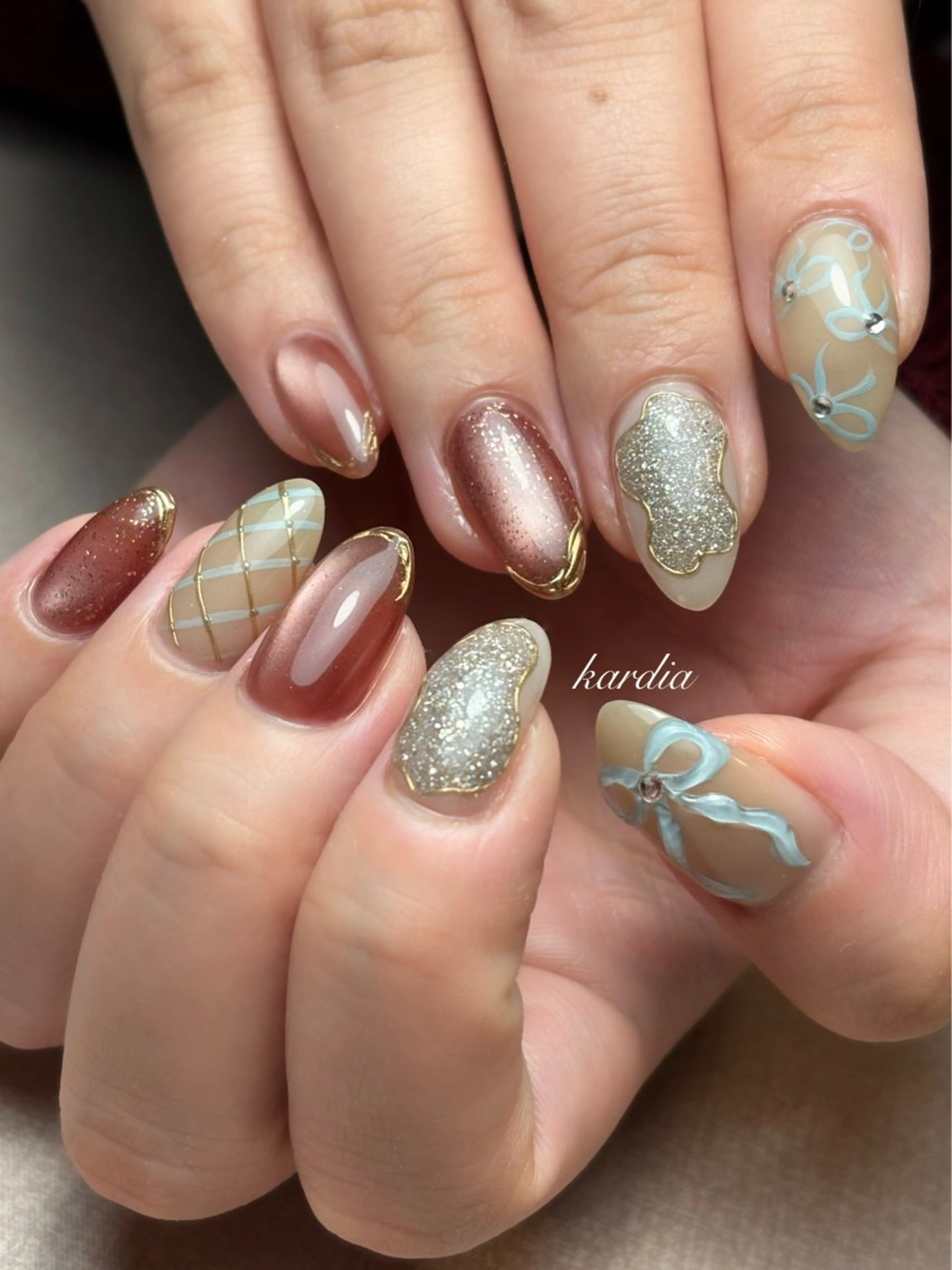 ネイル ハンドネイル καρδιά -ｶﾙﾃﾞｨｱ-のネイルデザイン