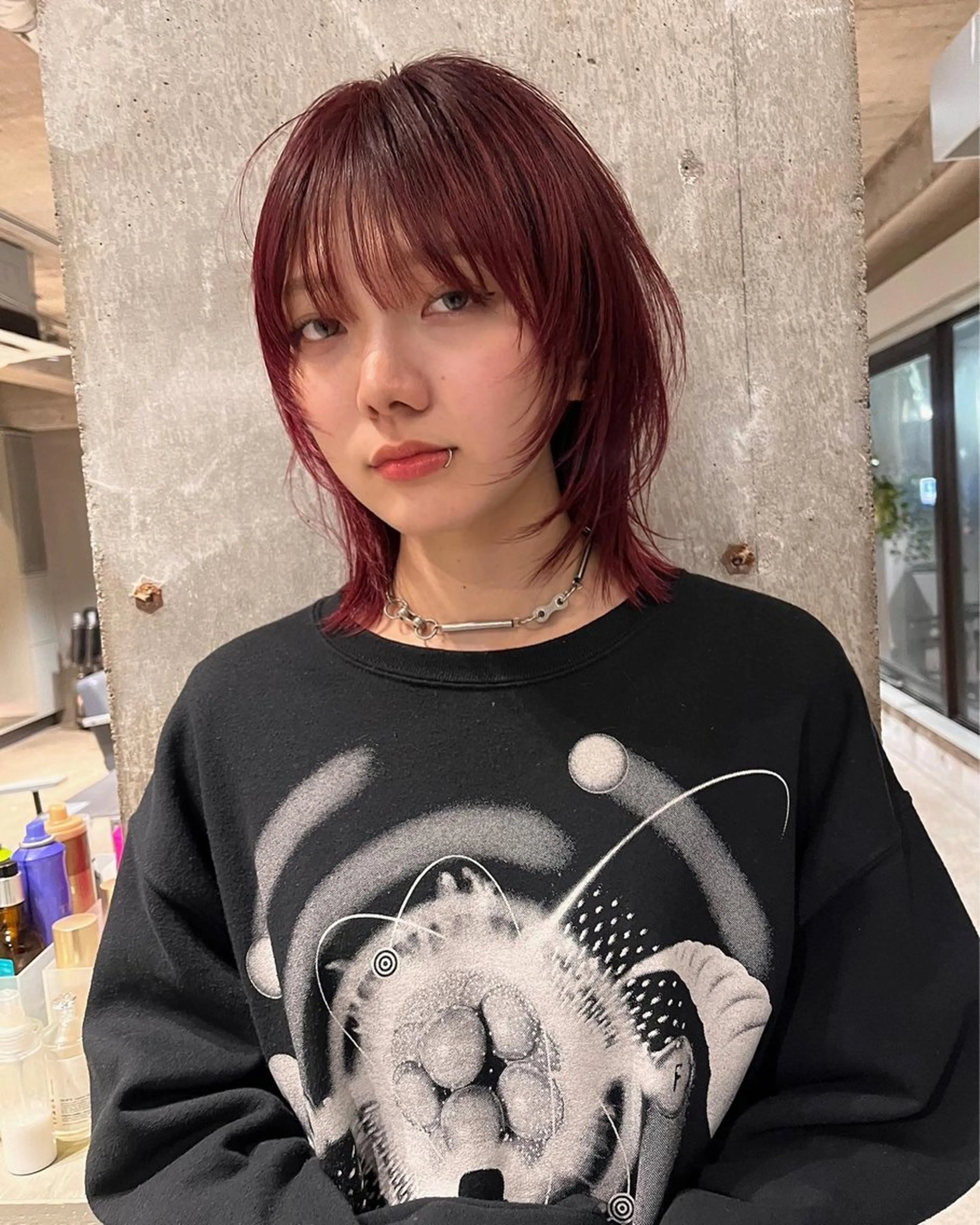 ミディアム 顔まわりレイヤー レイヤーカット パーマ 竹之内竜矢のヘアスタイル