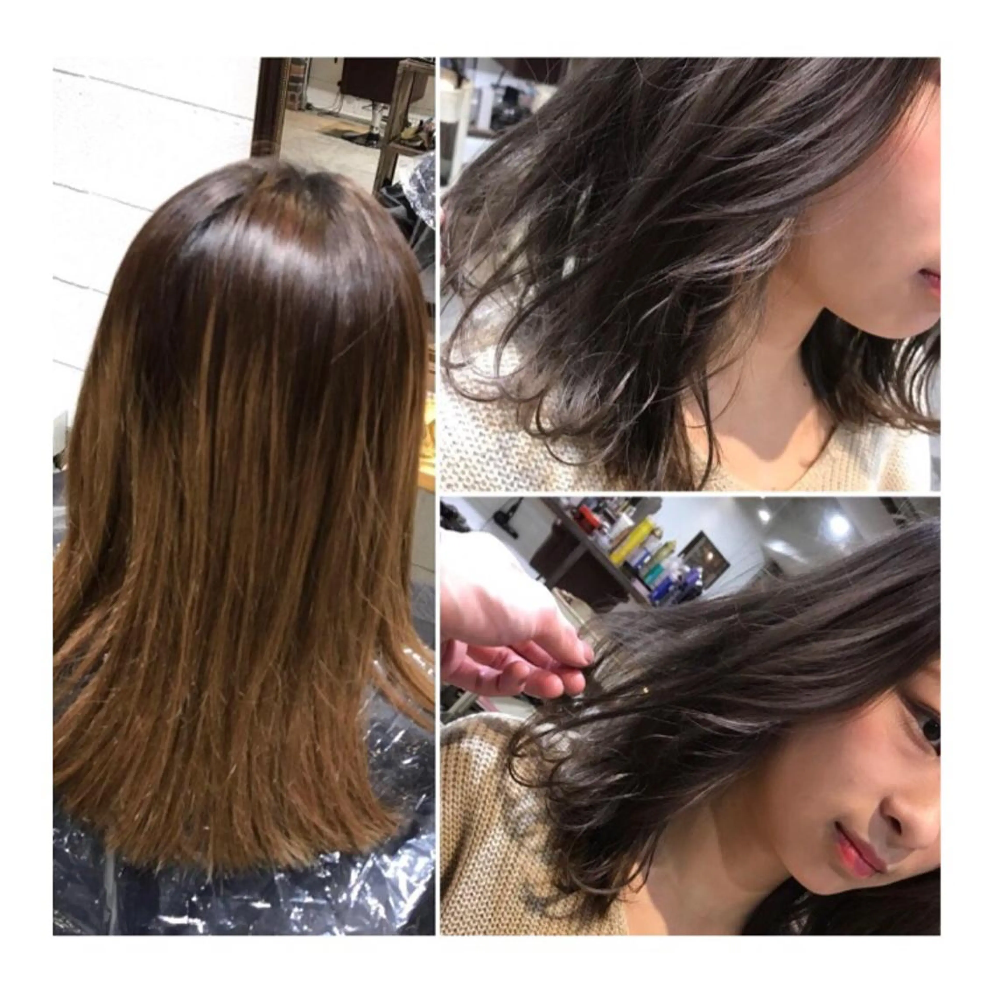 ミディアム カラー ブリーチ 透明感カラー 竹嶌 健吾のヘアスタイル