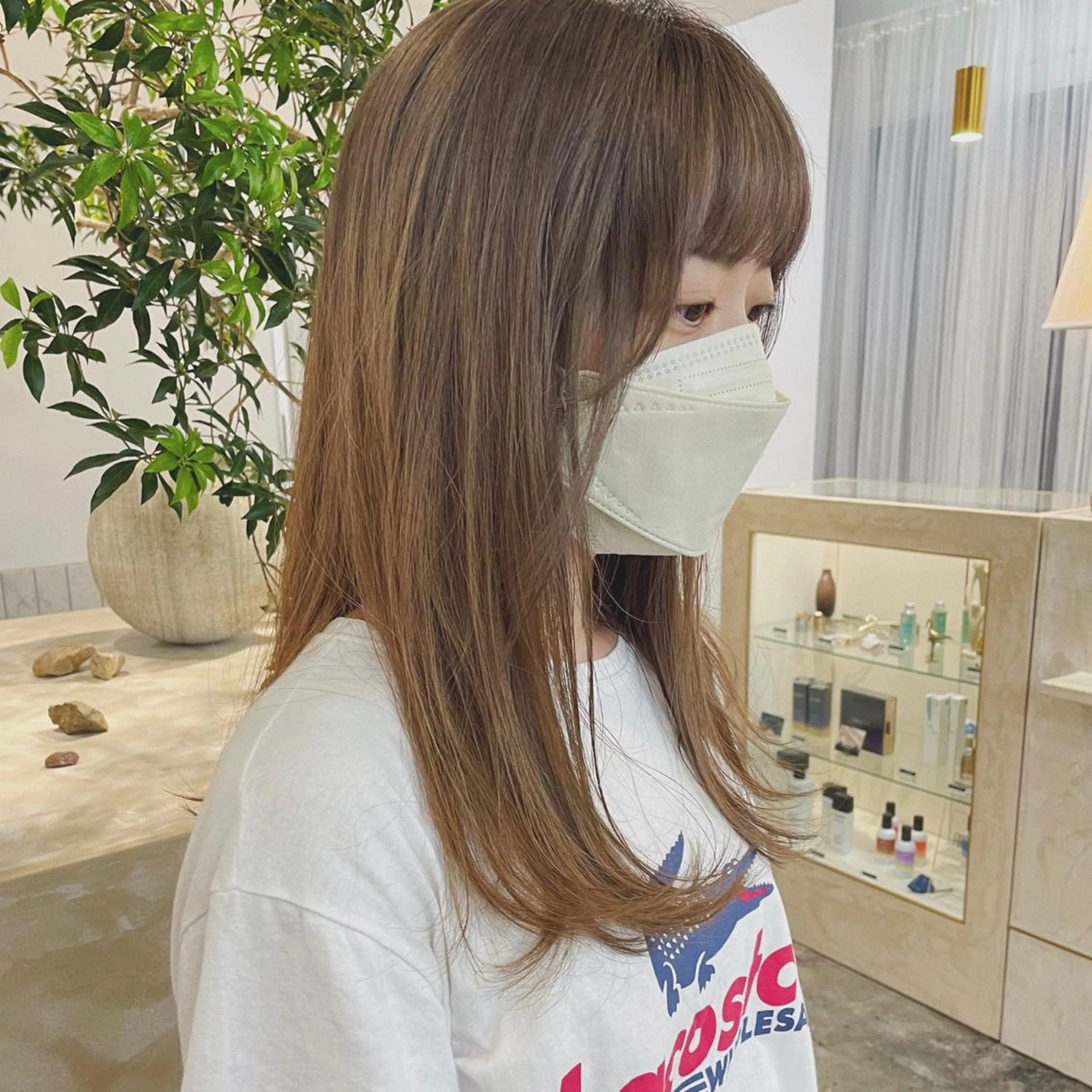 ロング カラー ブリーチ グレージュ シアーグレージュ カット ヘアカラー スギヤマ ショウゴのヘアスタイル