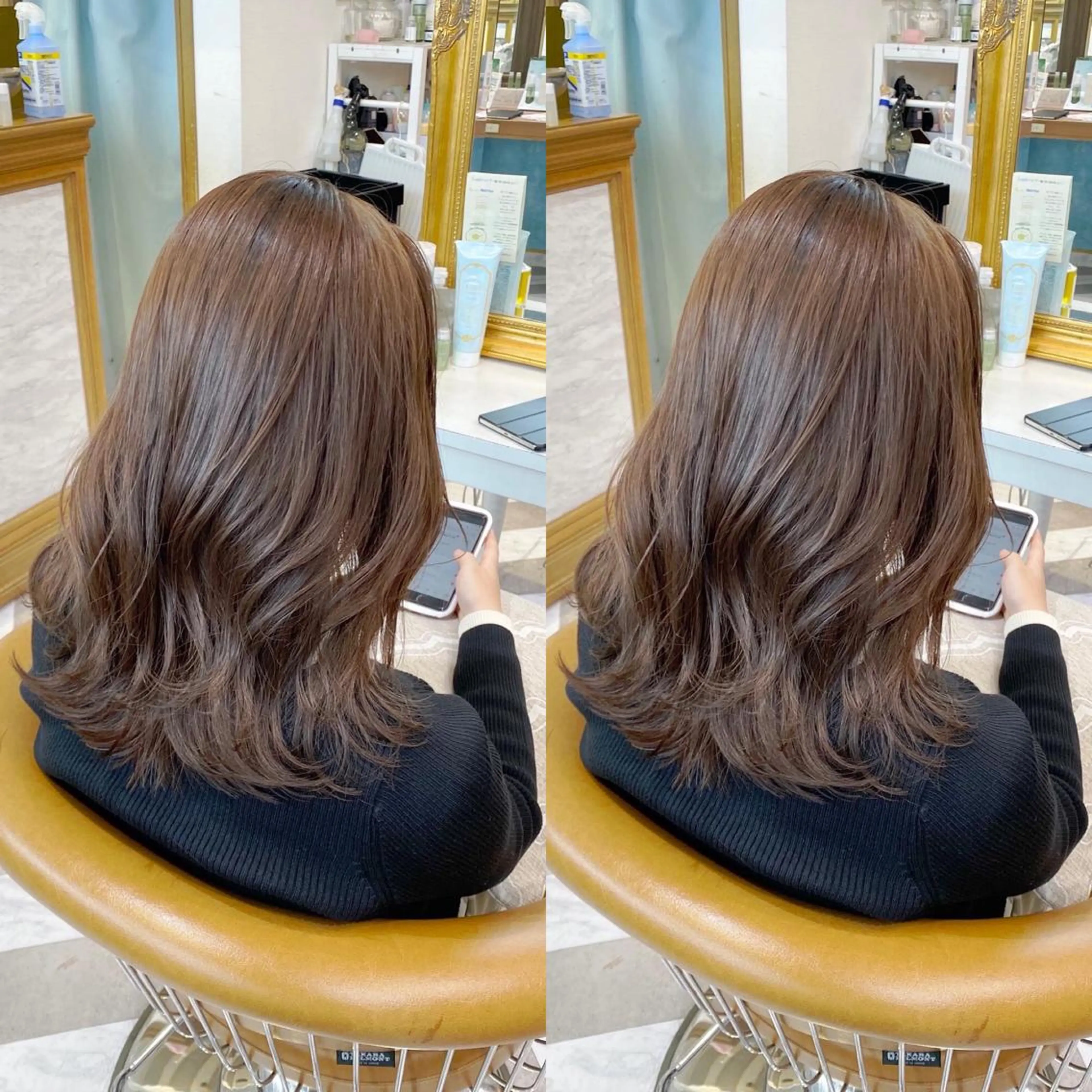 ミディアム カット ヘアカラー トリートメント レイヤーカット /透明感カラー西田のヘアスタイル