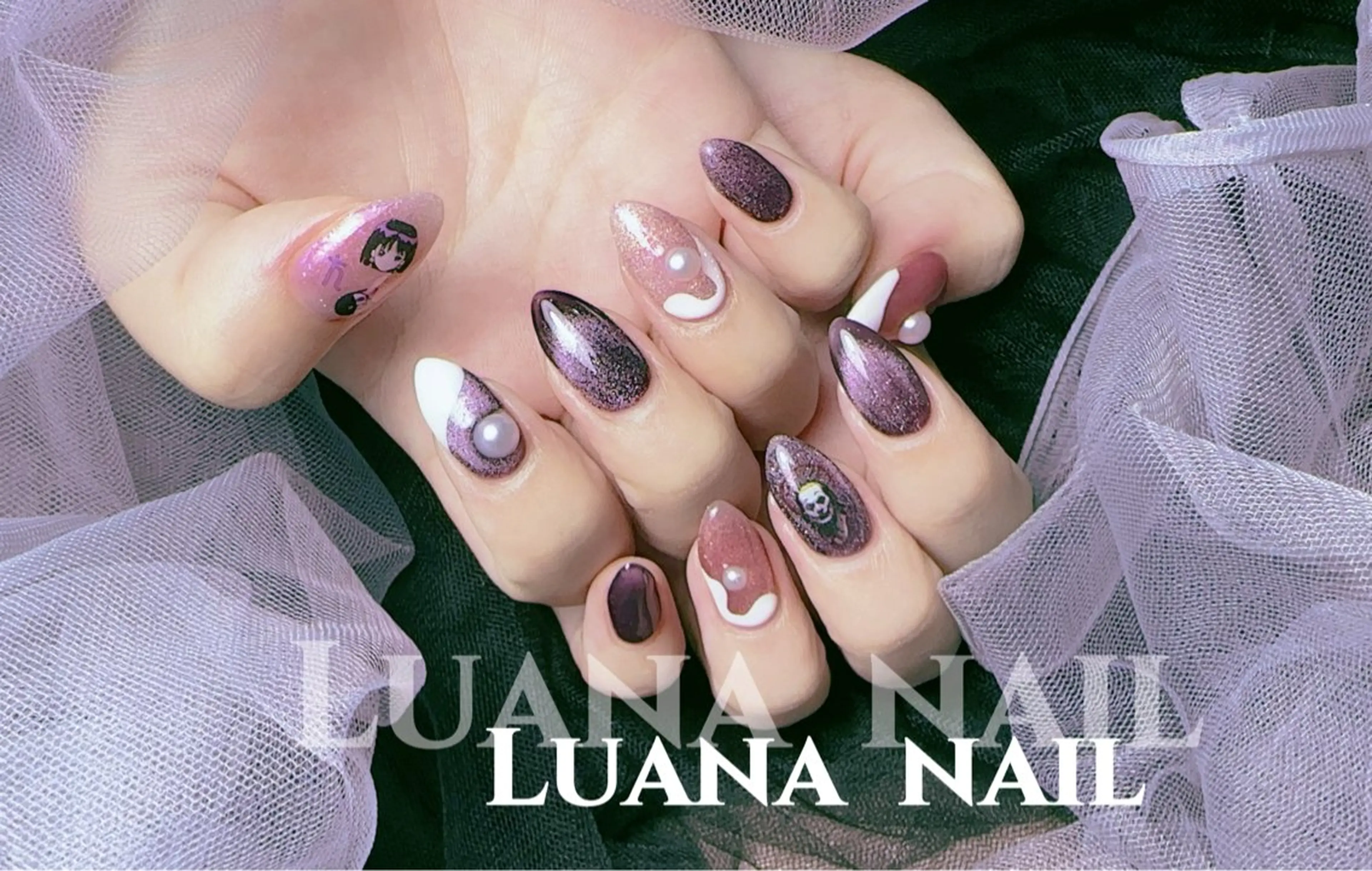 ネイル フラッシュネイル フレンチネイル 韓国ネイル マグネットネイル ミラーネイル ハンドネイル ルアナネイルサロン所属・ルアナネイル サロンのネイルデザイン