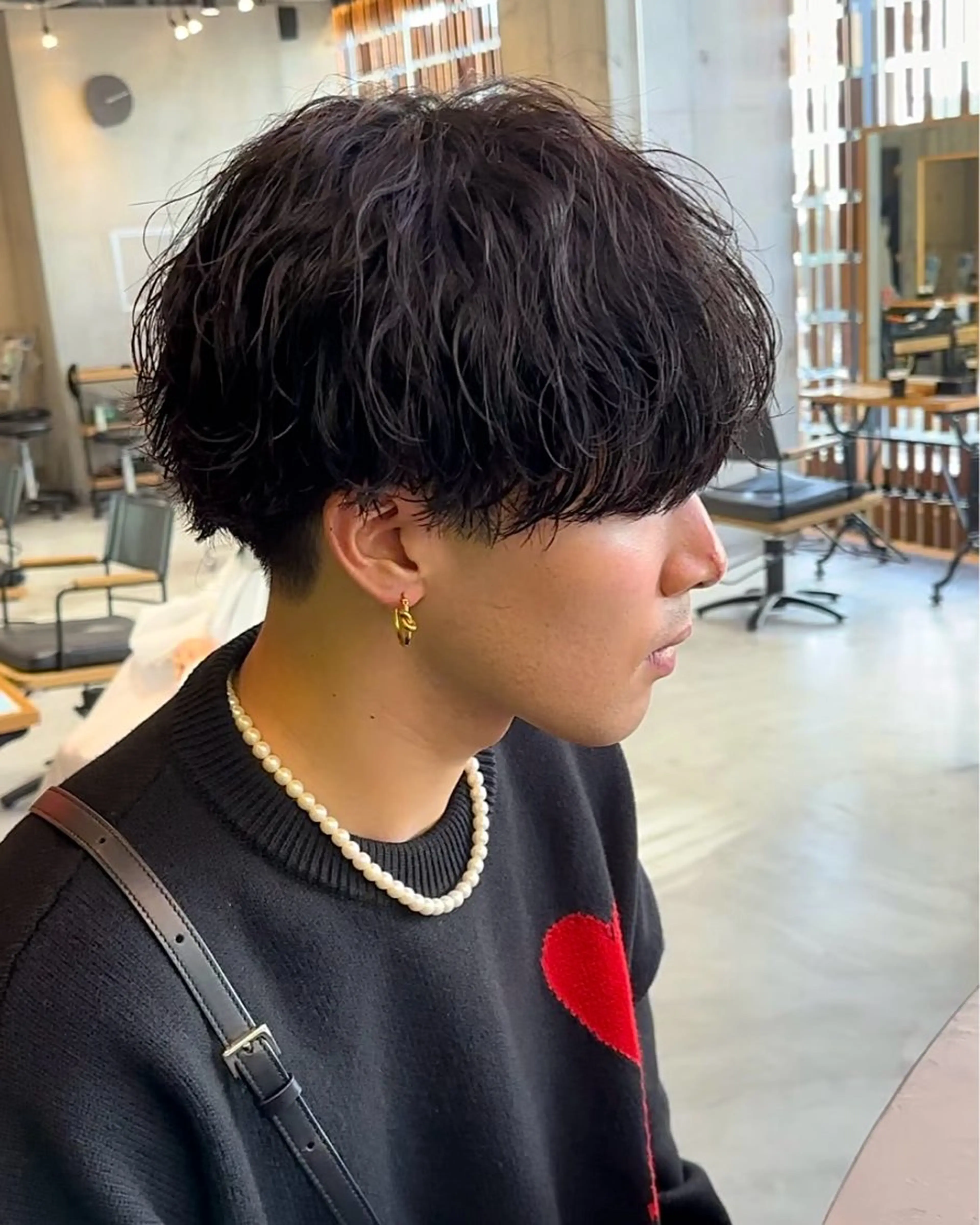 ショート パーマ メンズ カット パーマ トリートメント 縦落ちパーマ 西條真治のヘアスタイル