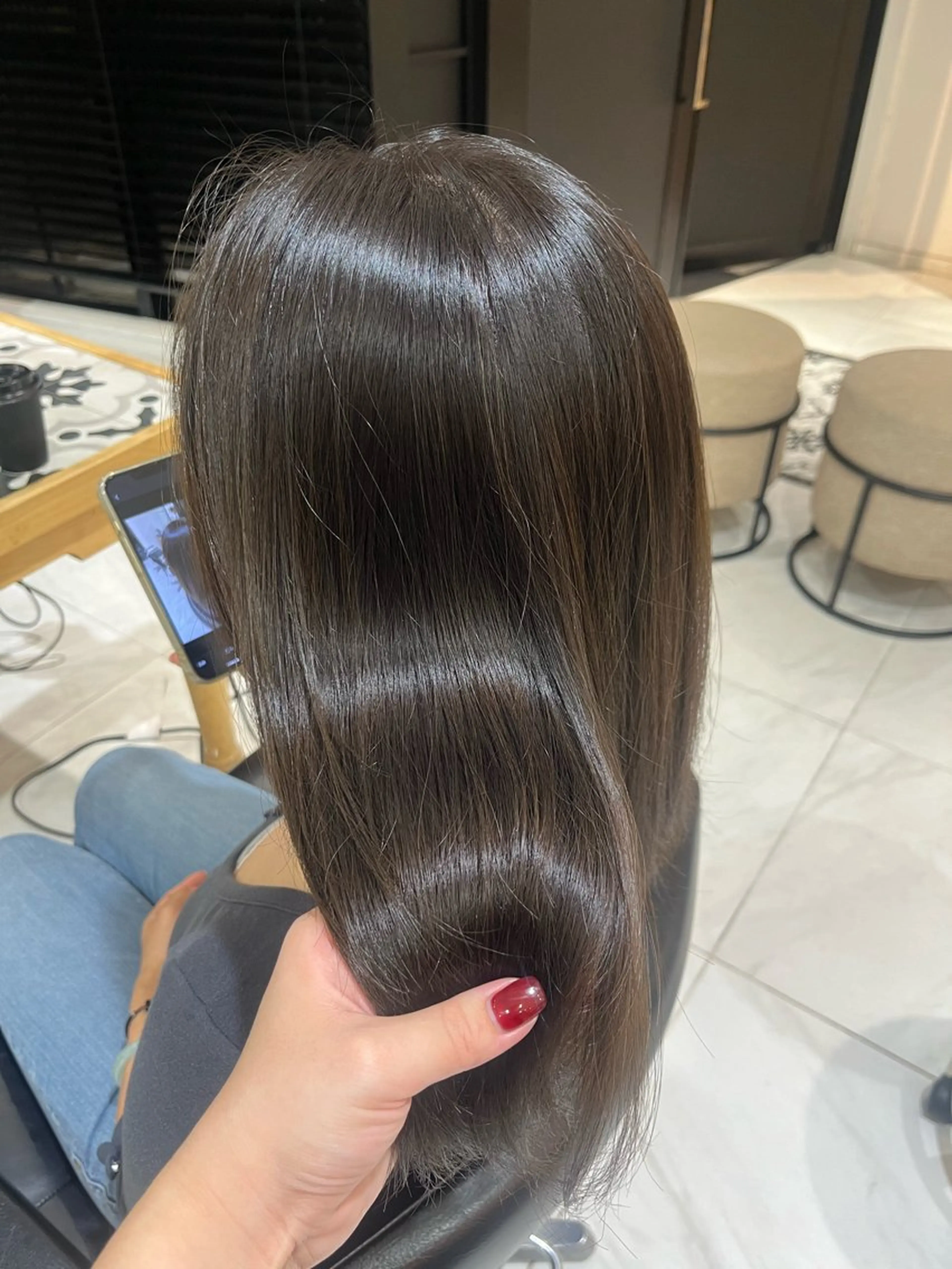 ロング カラー ブラウンカラー オリーブブラウン ヘアカラー トリートメント ナミ🩶暗髪/暖色 ❤️/透明感/縮毛のヘアスタイル