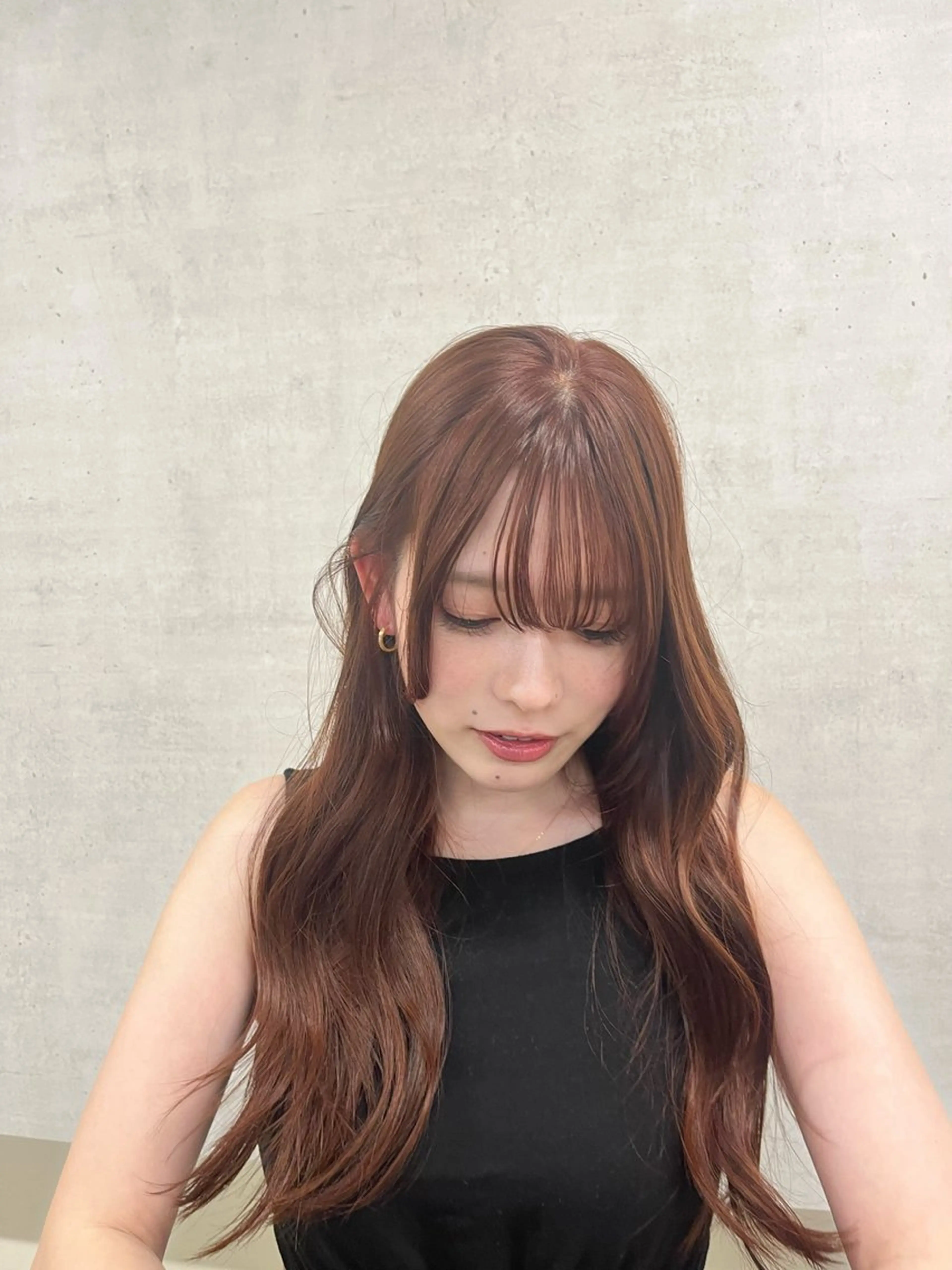 ロング カラー ブラウンカラー オレンジ オレンジブラウン ヘアカラー カンノ ユナのヘアスタイル