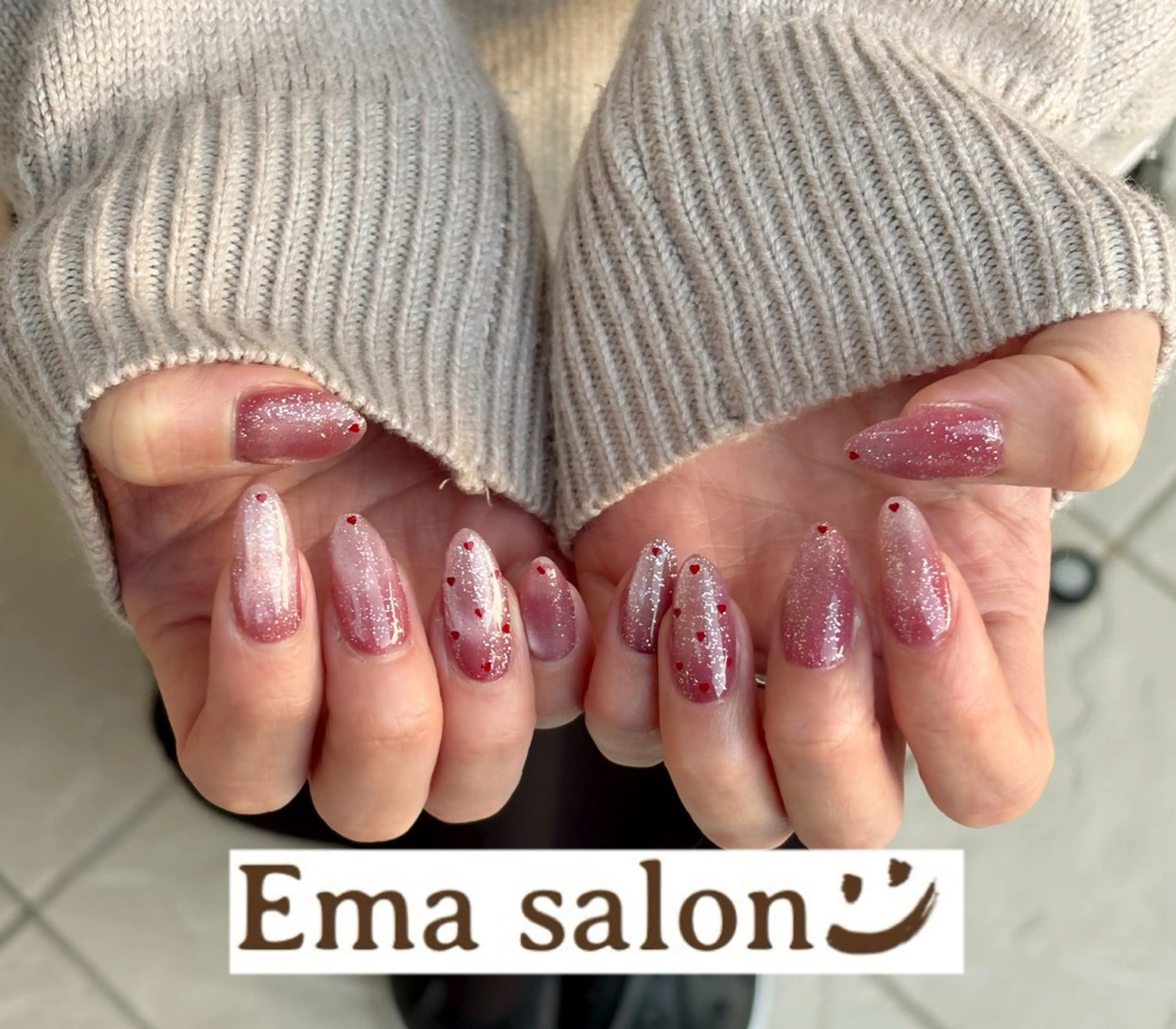 ネイル ハート バレンタイン ハンドネイル Ema salon所属・Ema salon hiromiのネイルデザイン
