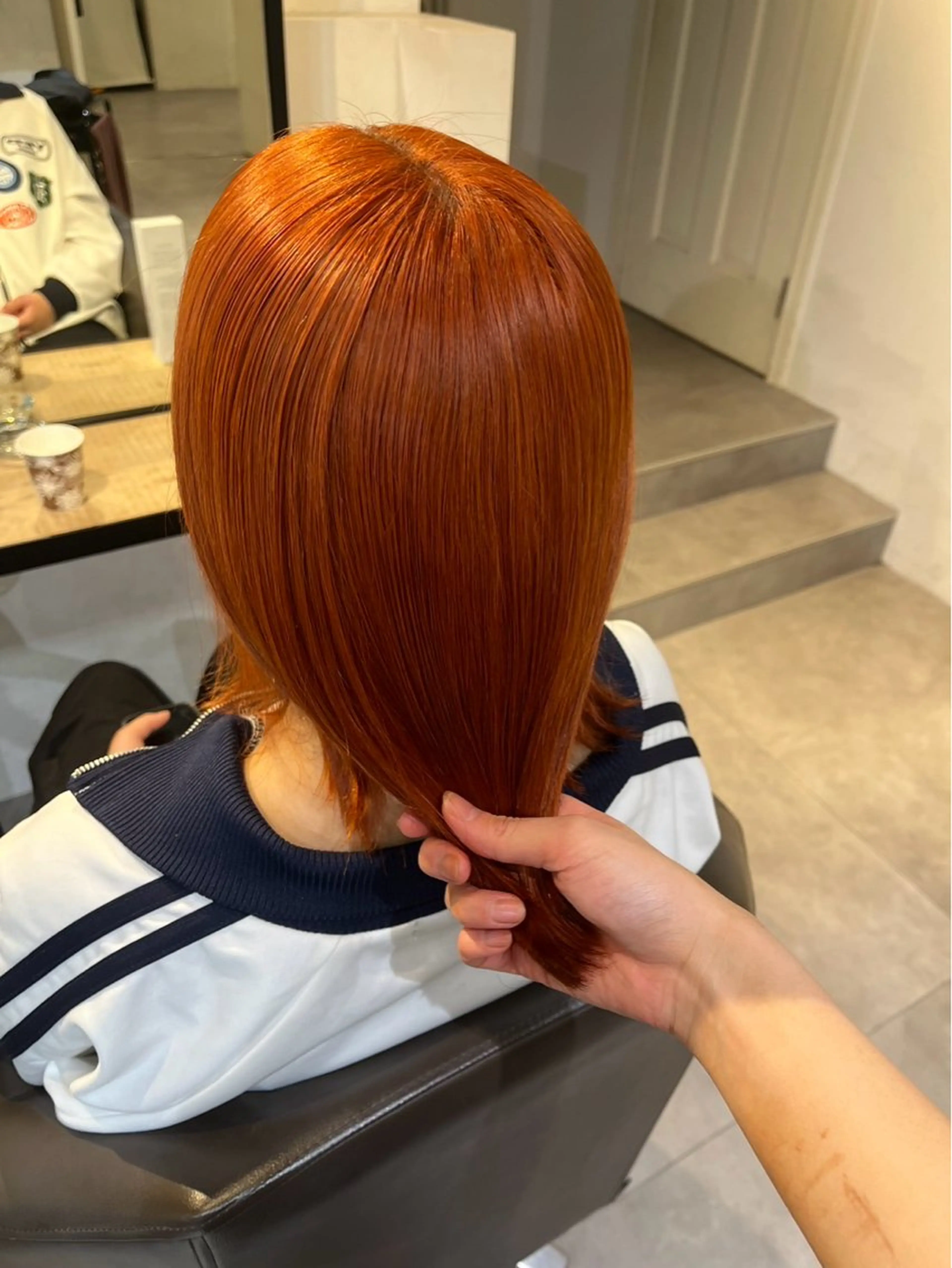 ミディアム オレンジブラウン 渋谷ハイトーン/ まぉまぉのヘアスタイル