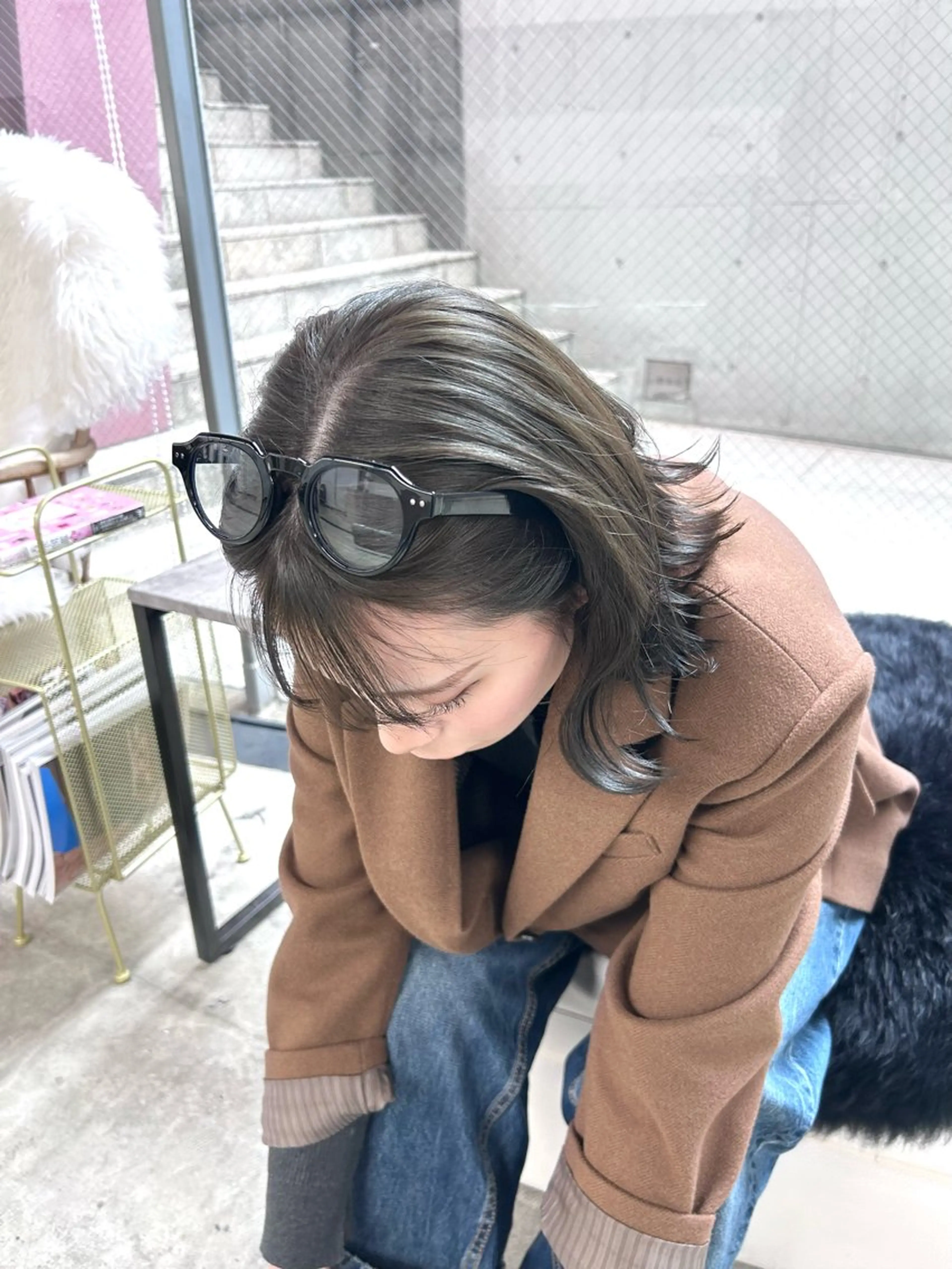 ミディアム カラー ブリーチ 透明感カラー ダブルカラー グレージュ ブリーチなしカラー ヘアカラー Pia hair Design Yakuin所属・Pia ツボイ ケイタのヘアスタイル