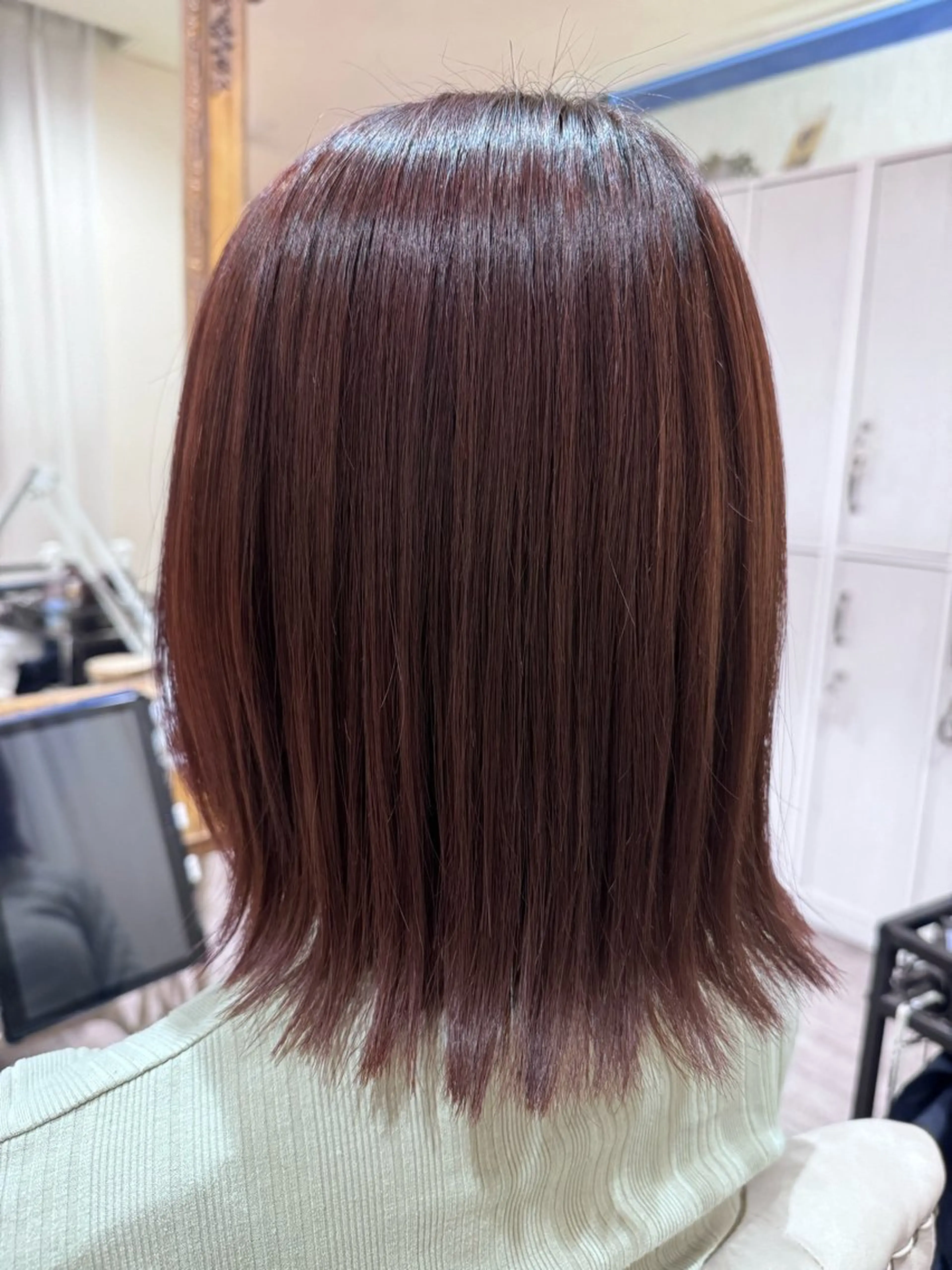 ミディアム カラー 切りっぱなしボブ ボブ 髪質改善 カット ヘアカラー トリートメント 新越谷noble店長 松本拓也▶◀*.のヘアスタイル