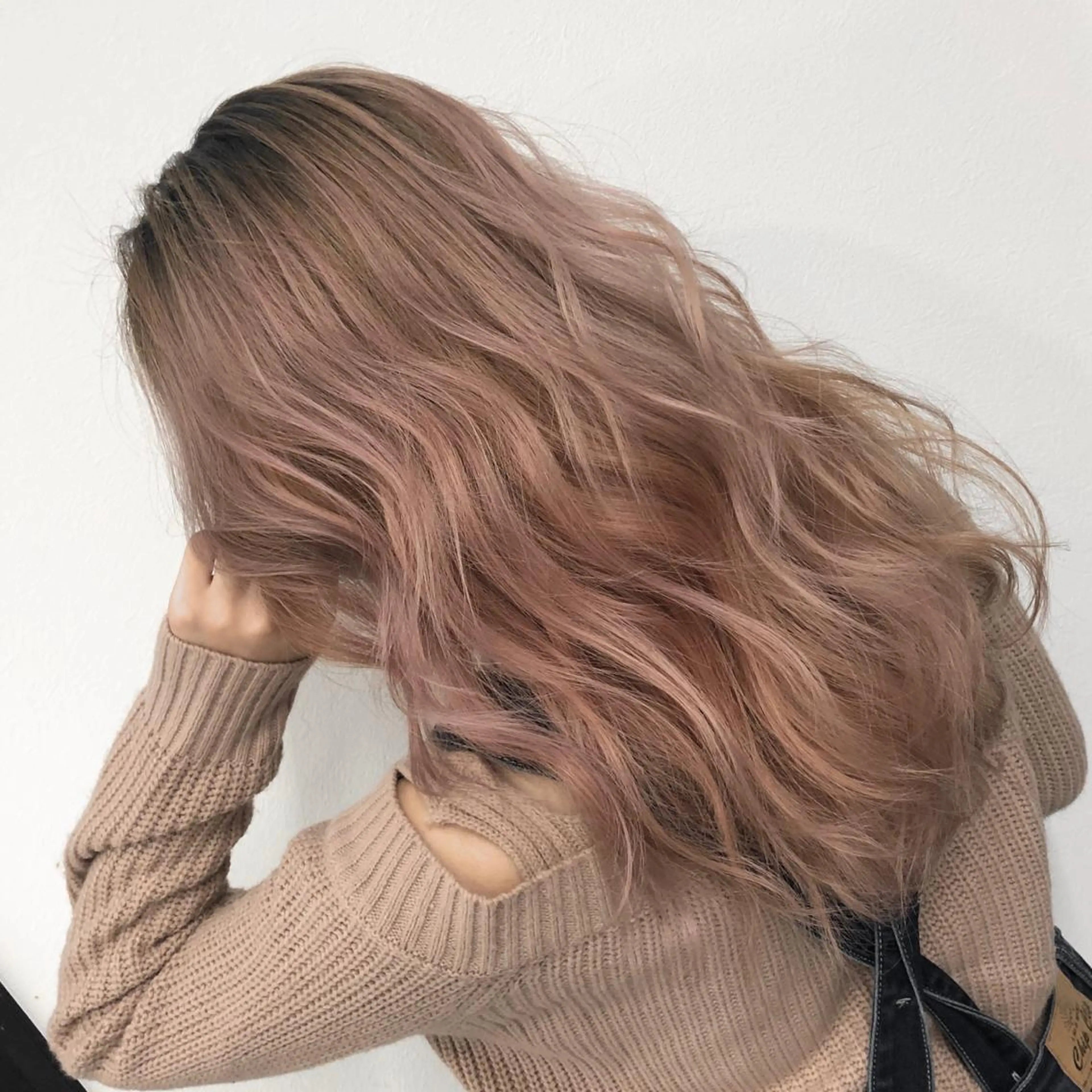 セミロング カラー ヘアアレンジ バレイヤージュ デザインカラー ハイライトカラー ピンクカラー 外国人風カラー アンドウ ユウ/ レイヤーカット/韓国のヘアスタイル