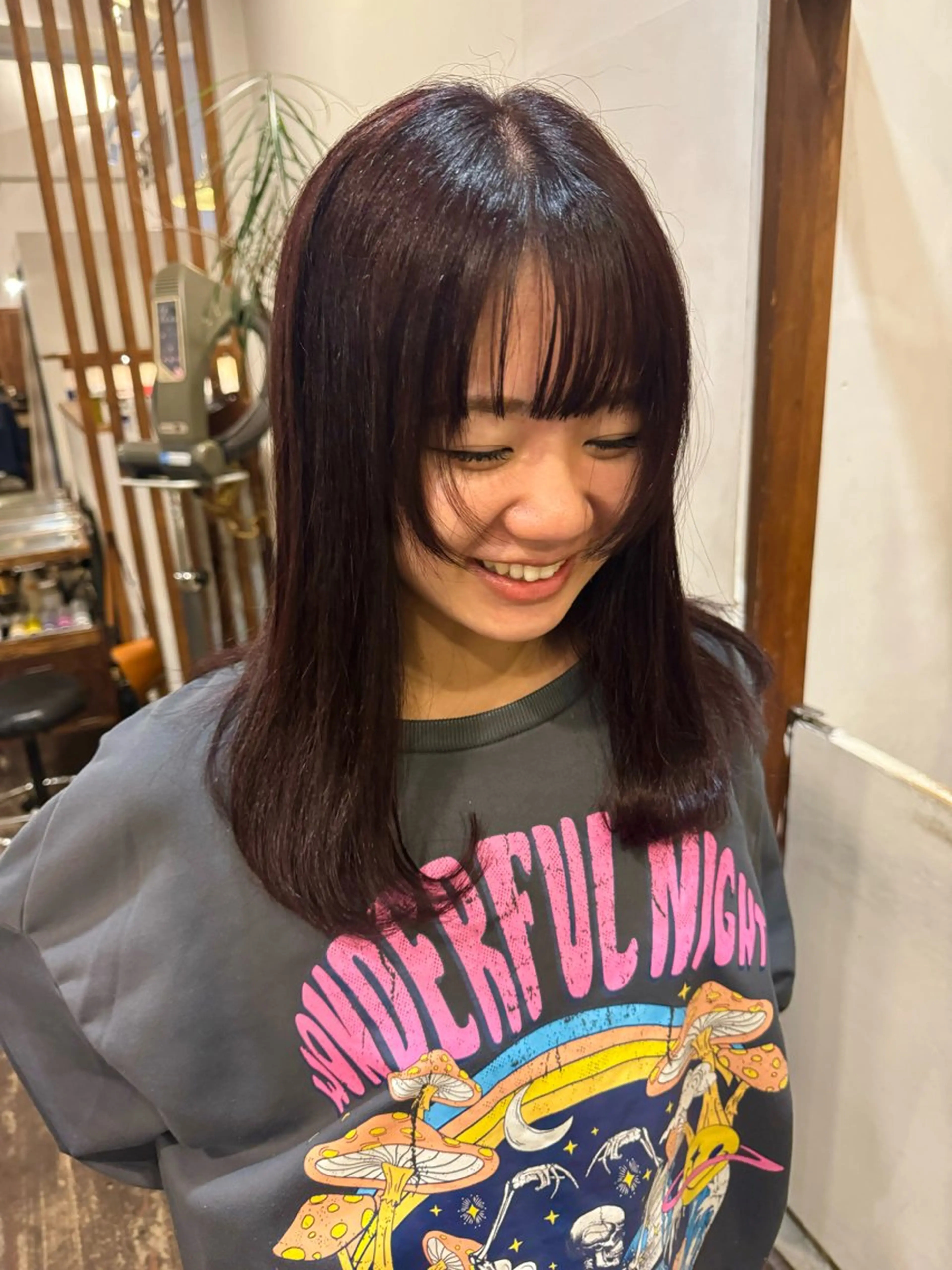 セミロング カラー レッドカラー ヘアカラー MOK大阪梅田店 Asahiのヘアスタイル